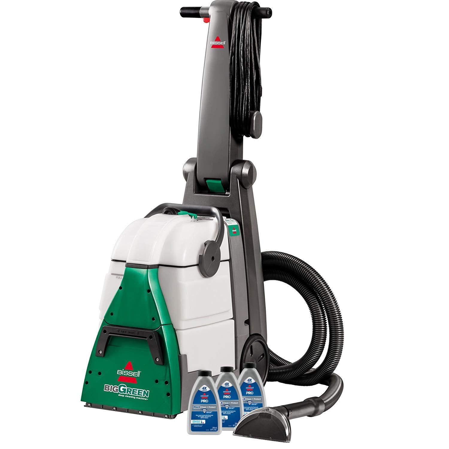 BISSELL Big Green Professional Teppichreiniger mit XL DirtLifter PowerBrush, 9-Zoll-Langreichweitenschlauch, 6-Zoll-Hartnäckige-Flecken-Werkzeug, inklusive BISSELL PRO MAX Formel mit Stain Protect Technologie