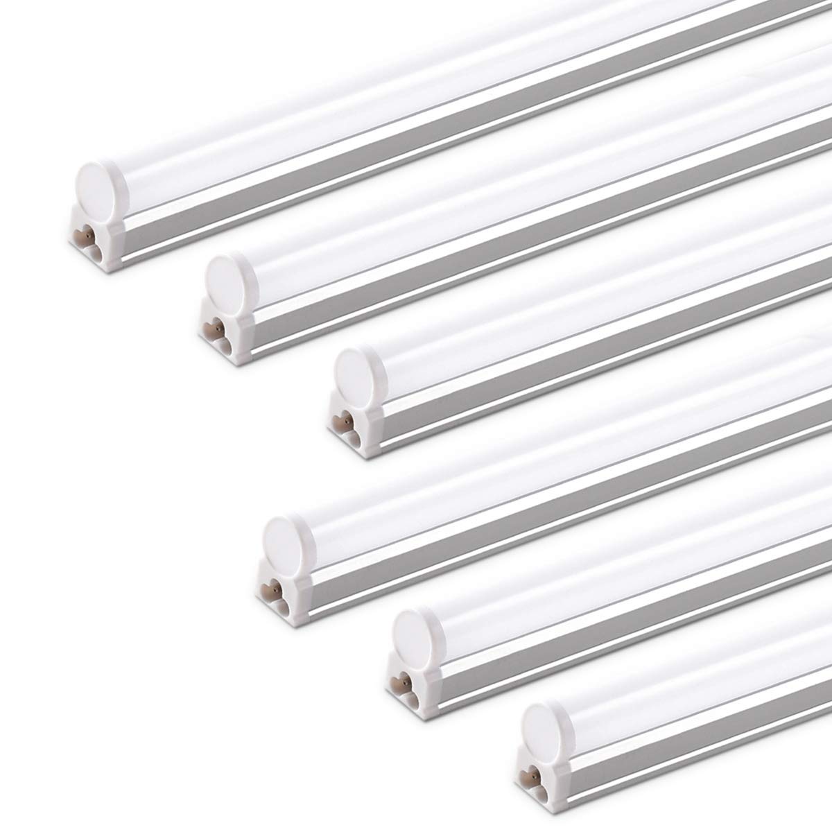 Barrina (6er-Pack LED T5 integrierte Einzelleuchte, 120cm, 2200lm, 6500K Superhellweiß, 20W LED Werkstattleuchte, Decken- und Unterbauleuchte, kabelgebunden mit Ein/Aus-Schalter, ETL-gelistet