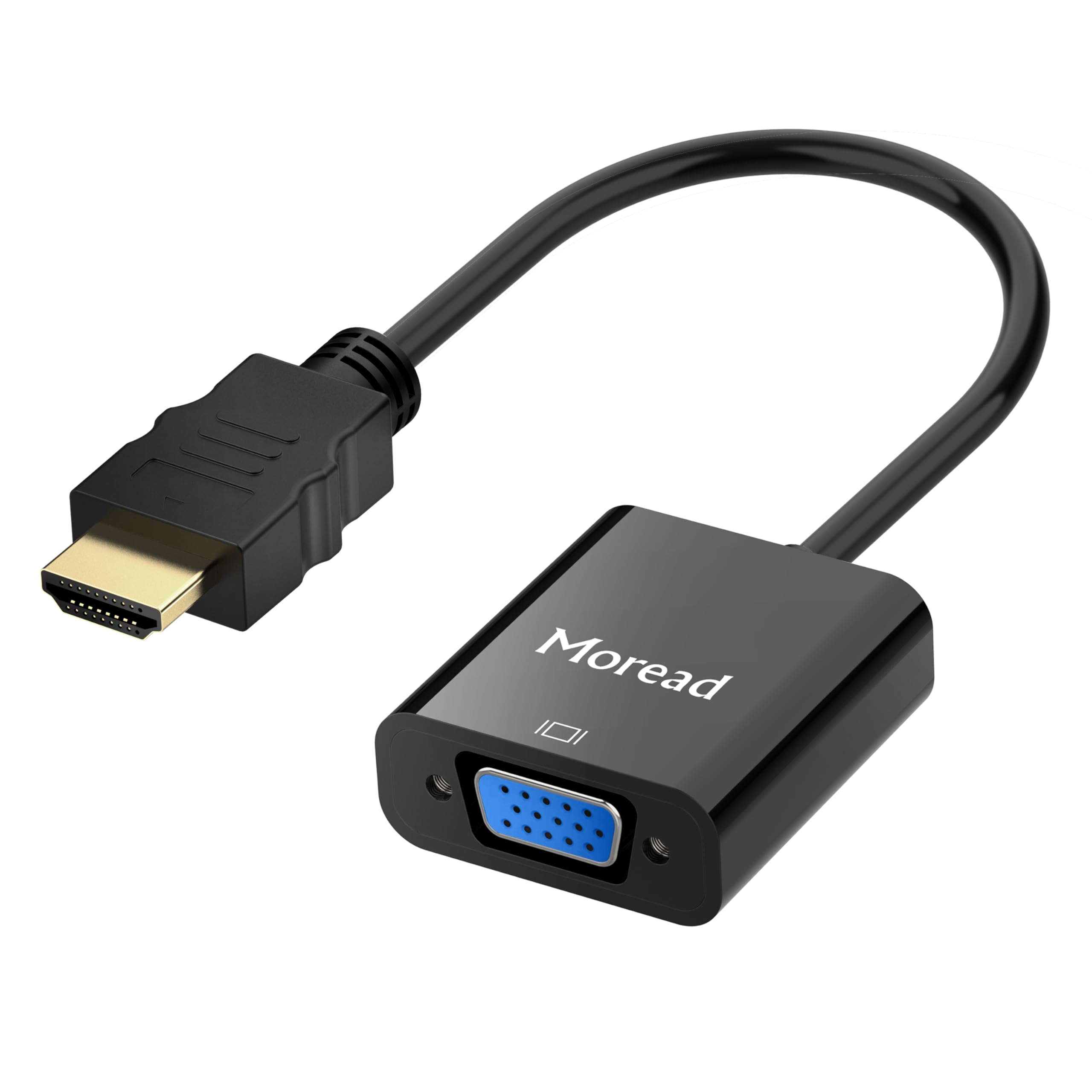 محول HDMI إلى VGA أحادي الاتجاه مطلي بالذهب (ذكر إلى أنثى) للكمبيوتر المكتبي والكمبيوتر المحمول والشاشة وجهاز العرض والتلفزيون عالي الدقة وكروم بوك وراسبيري باي وروكو وإكس بوكس والمزيد - أسود