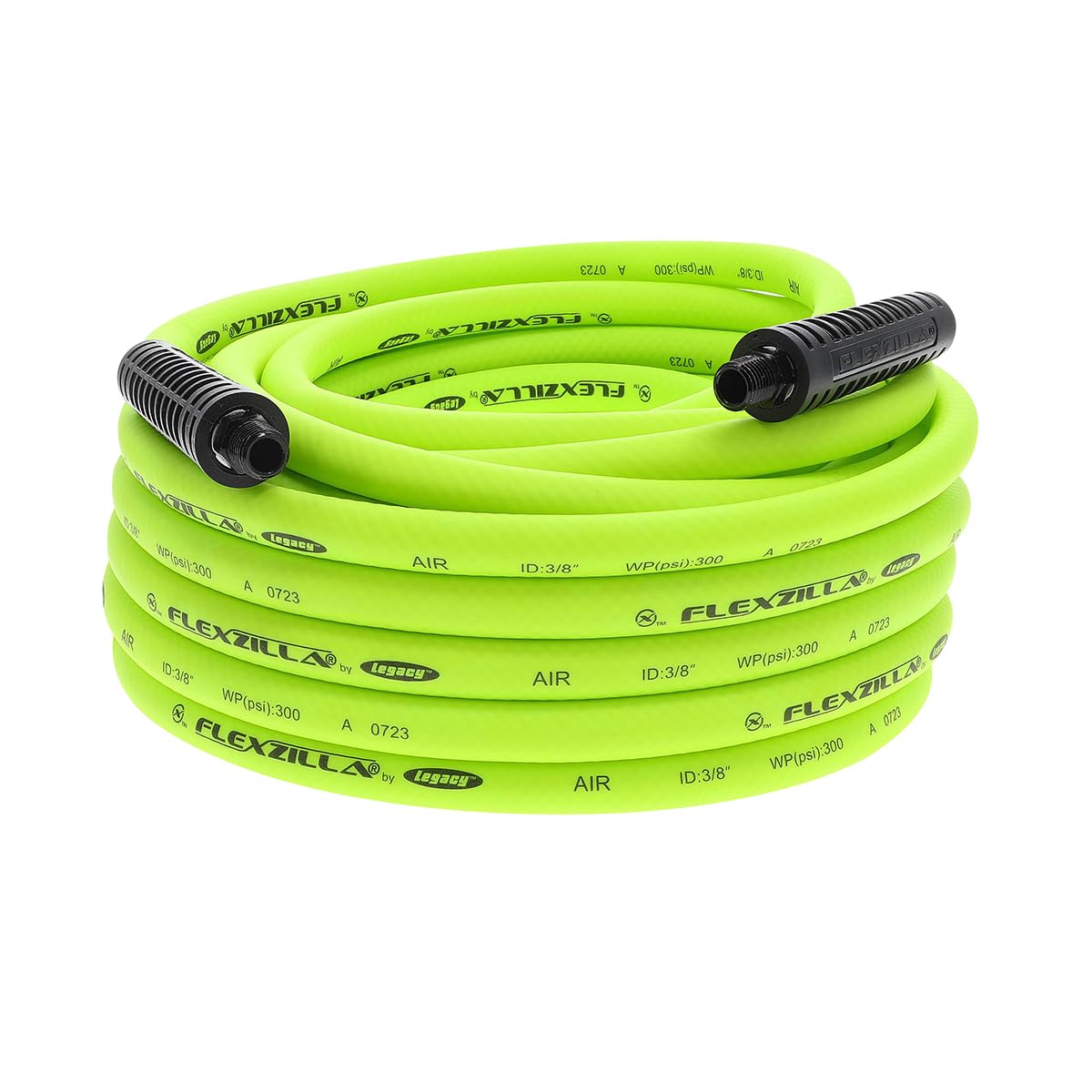 Flexzilla Luftschlauch, 3/8 Zoll x 50 Fuß, 1/4 Zoll MNPT-Anschlüsse, strapazierfähig, leicht, Hybrid, ZillaGreen - HFZ3850YW2