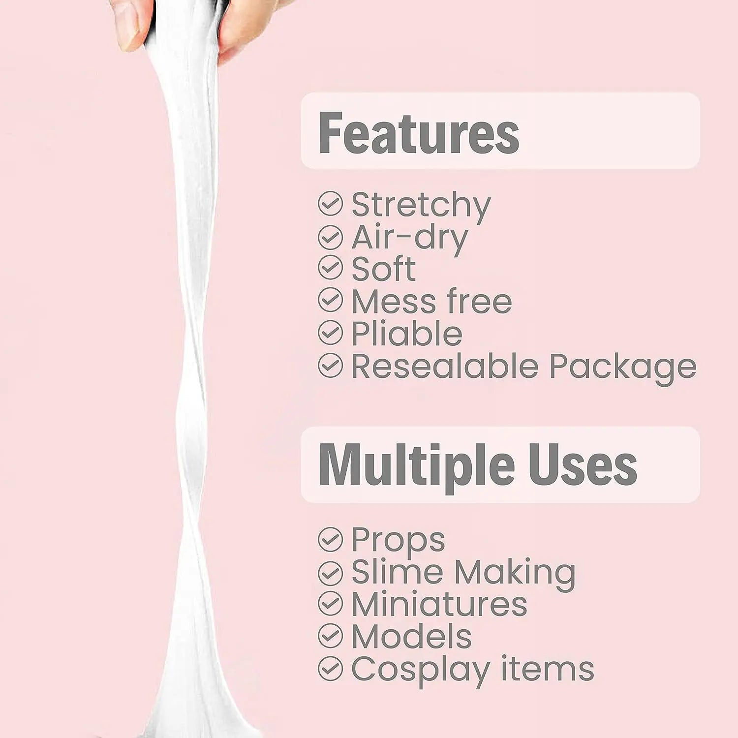 BOHS White Modeling Foam Clay Lite - 500 Grams, Squishy,Soft, Air Dry -for Flower Mirror,Cosplay,Fake Bake, Slime Supplies- 1.1 Lbs