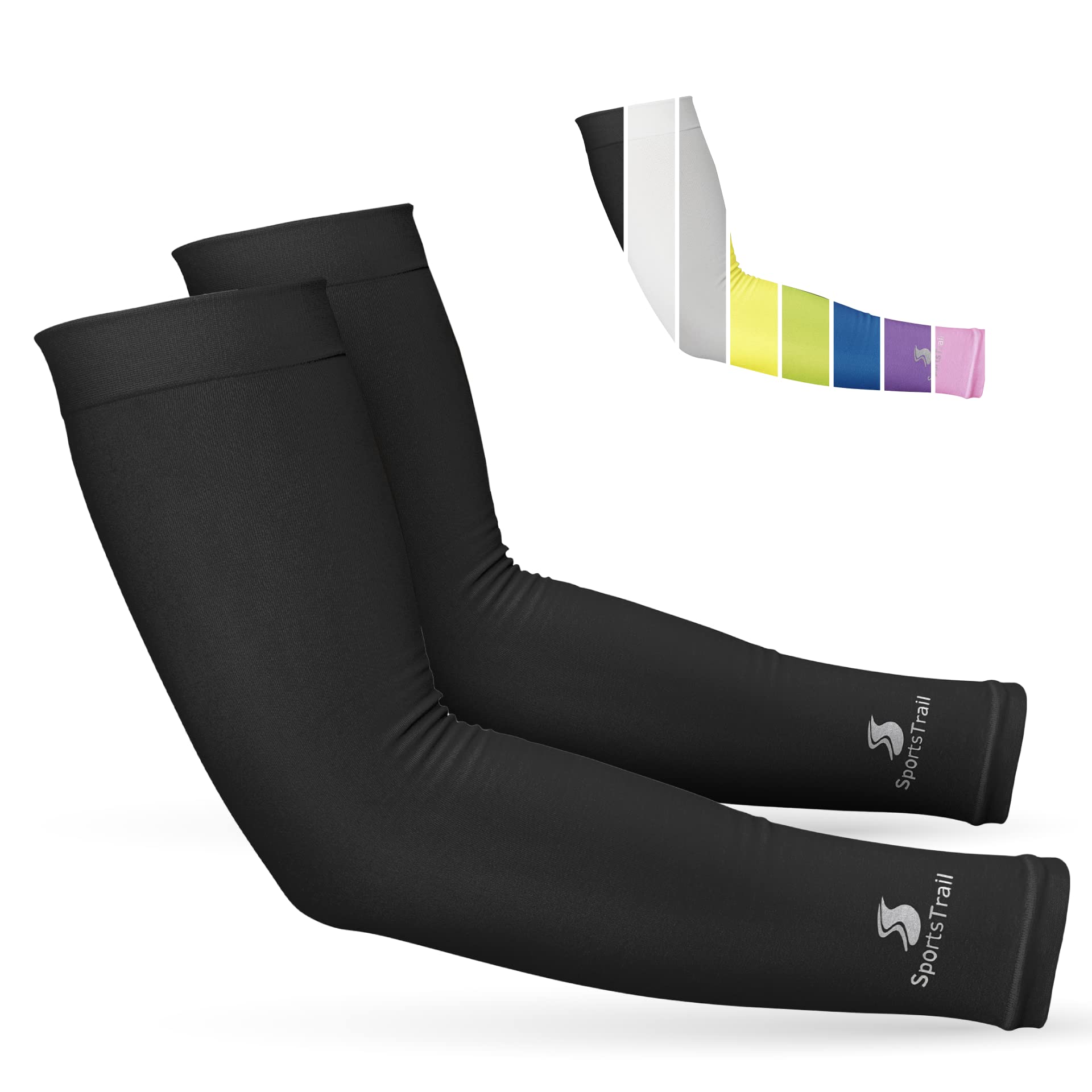 SportsTrail Kühlende Armstulpen für Damen & Herren – Atmungsaktiv, Feuchtigkeitsableitend, Sonnenschutz für Sport, Basketball, Fußball, Laufen, Golf, Radfahren, Volleyball Arm Sleeves für Damen, Herren & Jugendliche