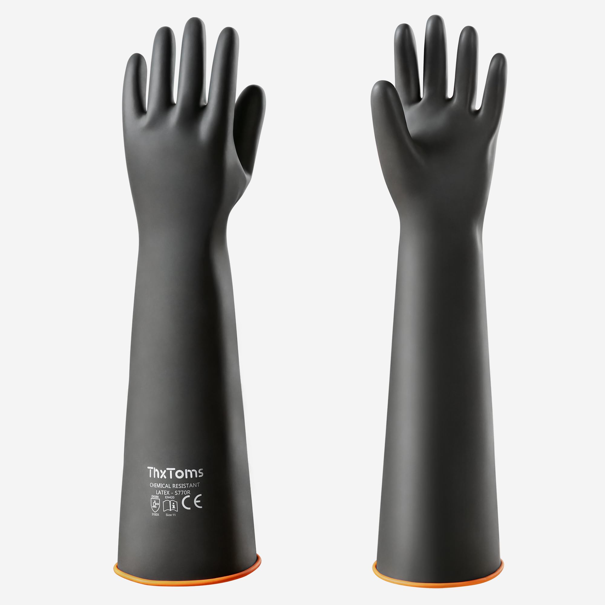 ThxToms Chemikalienbeständige Handschuhe, lange Hochleistungshandschuhe, Stichfest, Beständig gegen Säure, Öl, Alkali, Wasserdicht für Industrielle Reinigung, Gartenarbeit, 22", 1 Paar