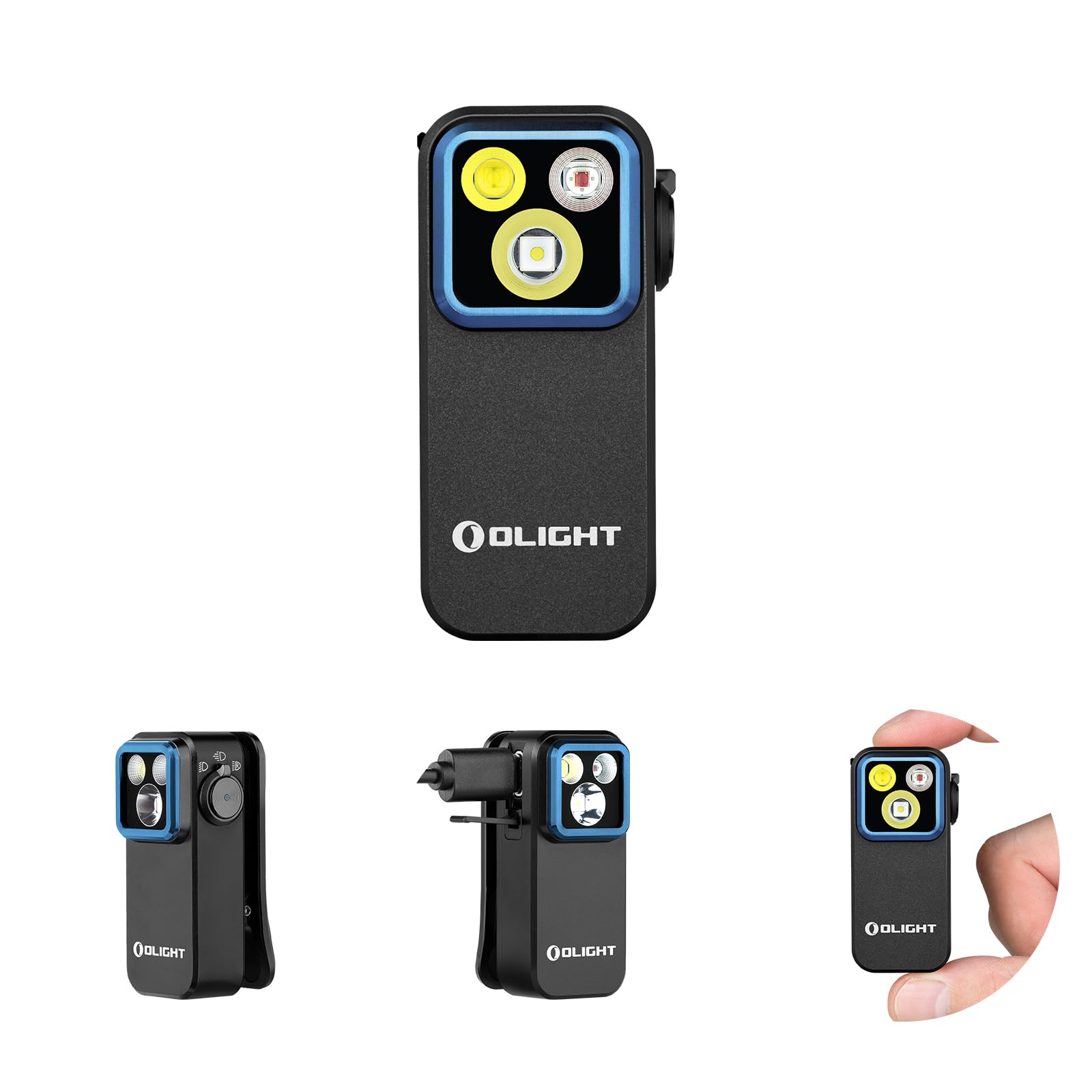OLIGHT Oclip Pro EDC Taschenlampen-Clip-on-Leuchte, wiederaufladbar, 500 Lumen mit drei Beleuchtungslösungen, Typ-C-Ladefunktion, magnetische Taschenlampen zum Signalisieren, Radfahren, für den Außen- und Innenbereich (Schwarz)