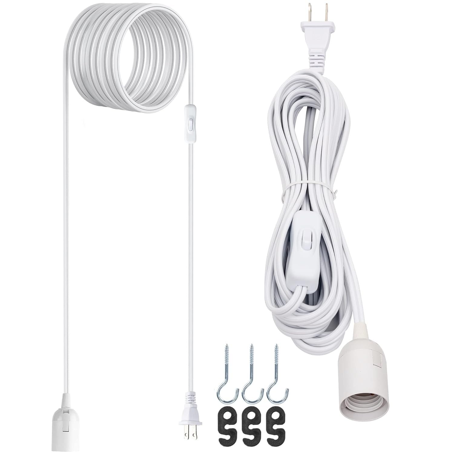 JACKYLED 20Ft UL-zertifiziertes Verlängerungskabel für Hängelampen, 360W, geeignet für E26 E27 Fassungen mit Ein-/Ausschalter für Papierlaternen