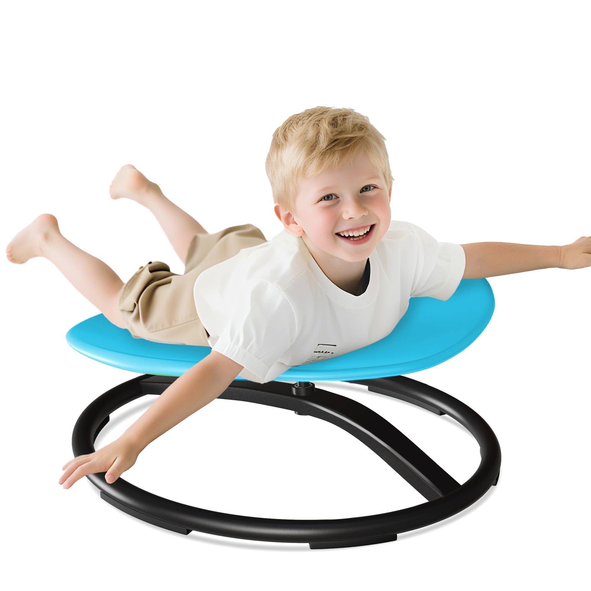 21" L x 19" W Large Size Spinning Chair for Autistic Kids, Toddler Sensory Spinning Chair, Sensory Toys Gifts for Kids with Autism & ADHD, Sit and Spin Training Body Coordination, Azure Rounded Shape