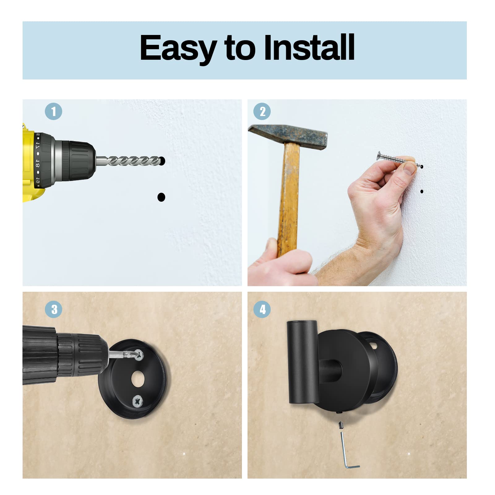 Kruodop Towel Hooks for Bathroom,2 Packs Wall Mount Towel Holder,Black Matte Wall Robe Hook,Stainless Steel Heavy Duty Door Hanger Towel Hook for Kitchen, Bedroom,Hotel,Pool,Coats(Drilling)