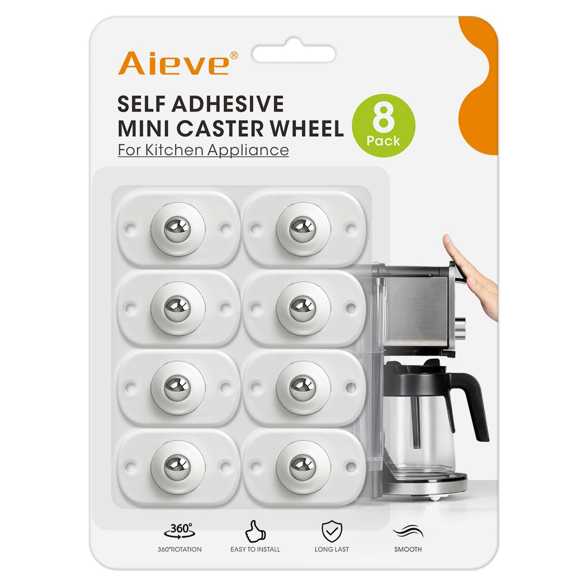 عجلات Aieve Appliance Rollers، 8 قطع صغيرة من عجلات الأجهزة، عجلات ذاتية اللصق، عجلات دوارة صغيرة لتحريك سهل على أسطح المطبخ