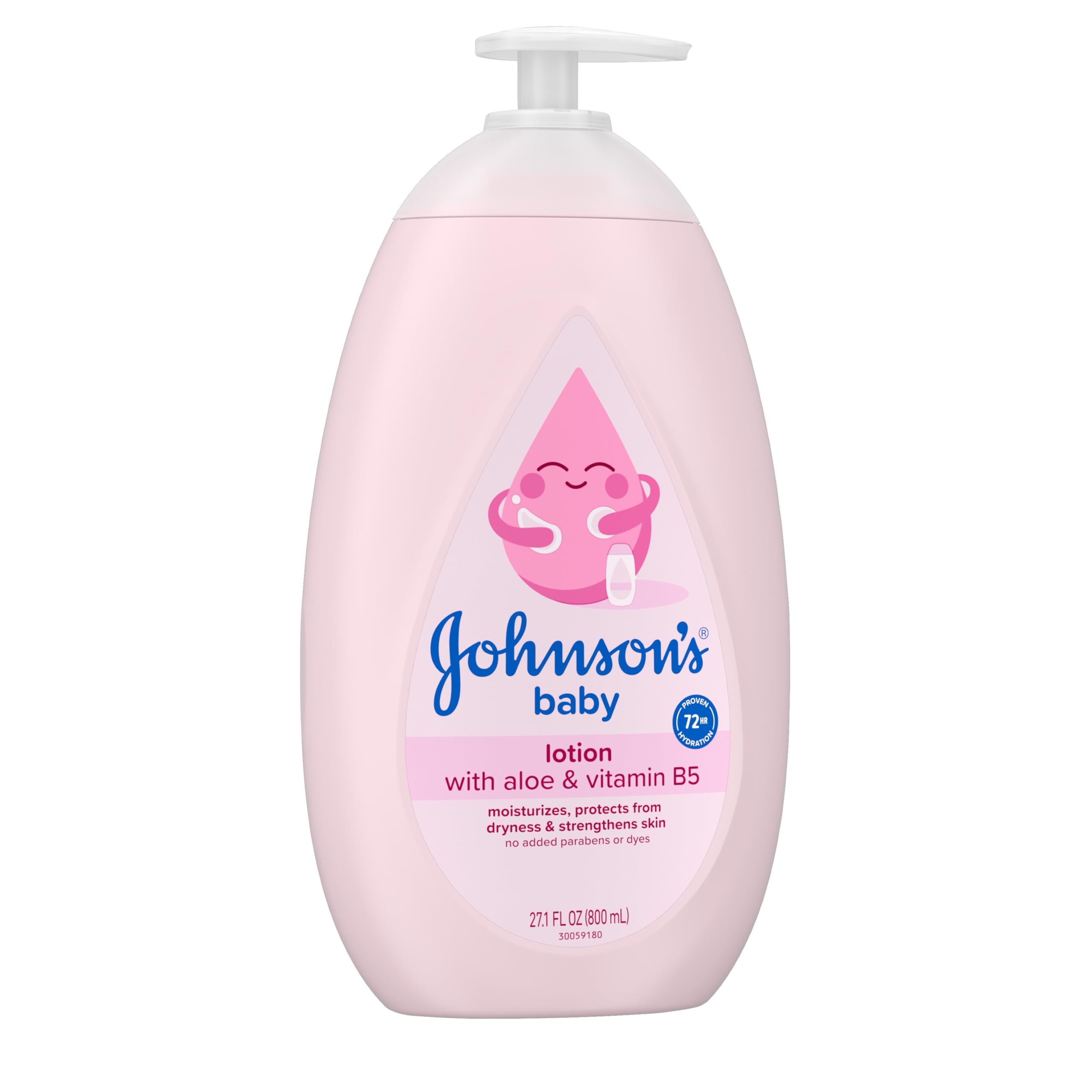Johnson's Baby Lotion with Coconut Oil, Aloe Vera & Vitamin B5, 72 HR Hydration, Skin Moisturizer, Hypoallergenic, Safe for Newborn, Protects From Dryness & Strengthens Skin, 27.1 fl. Oz
