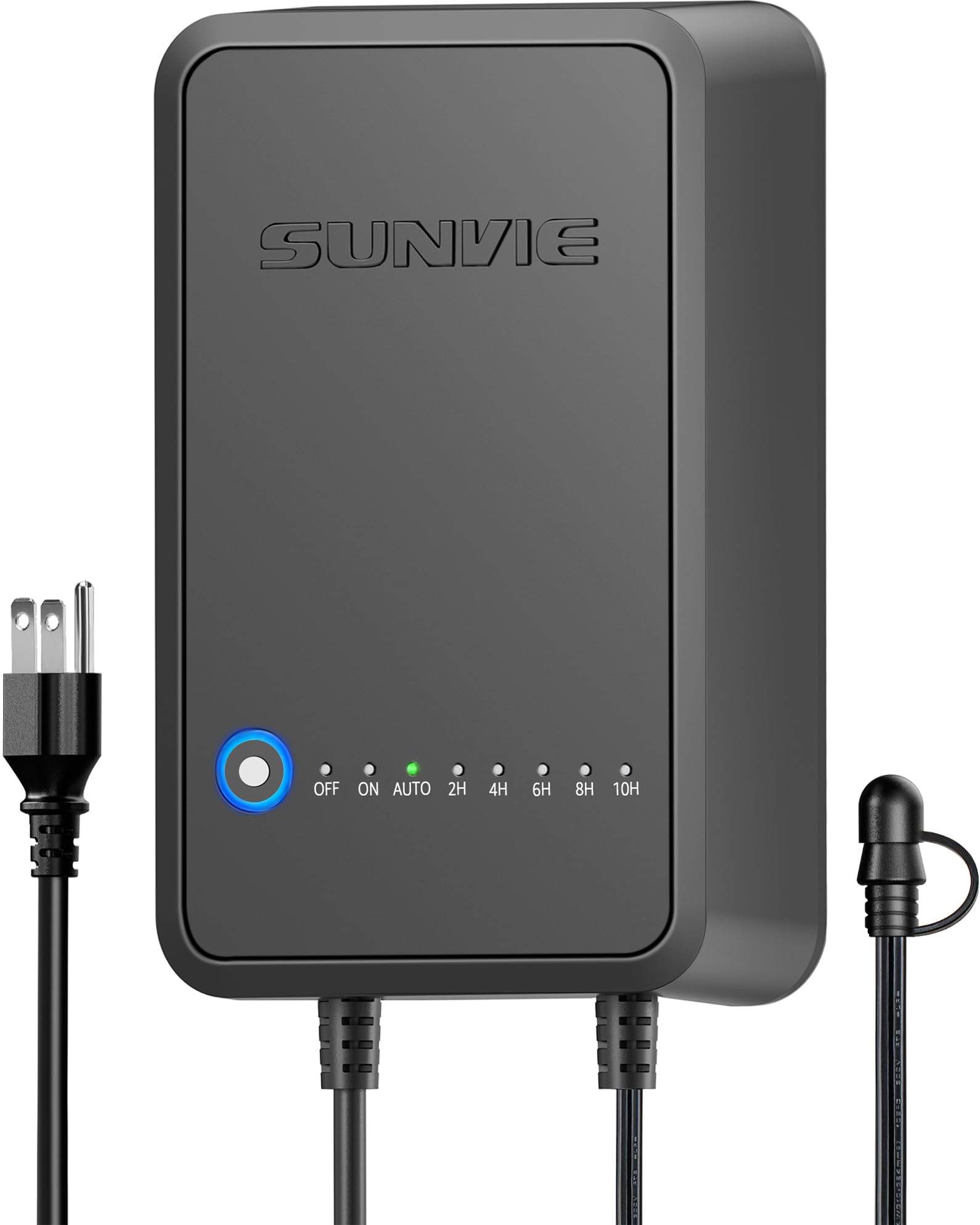 SUNVIE 100W Niedervolt-Landschaftstrafo Wetterfester Niedervolt-Transformator mit Fotozelle & Timer 120V AC auf 12V DC Landschaftsbeleuchtungstrafo für Außenstrahler, Wegeleuchten, Stufenleuchten