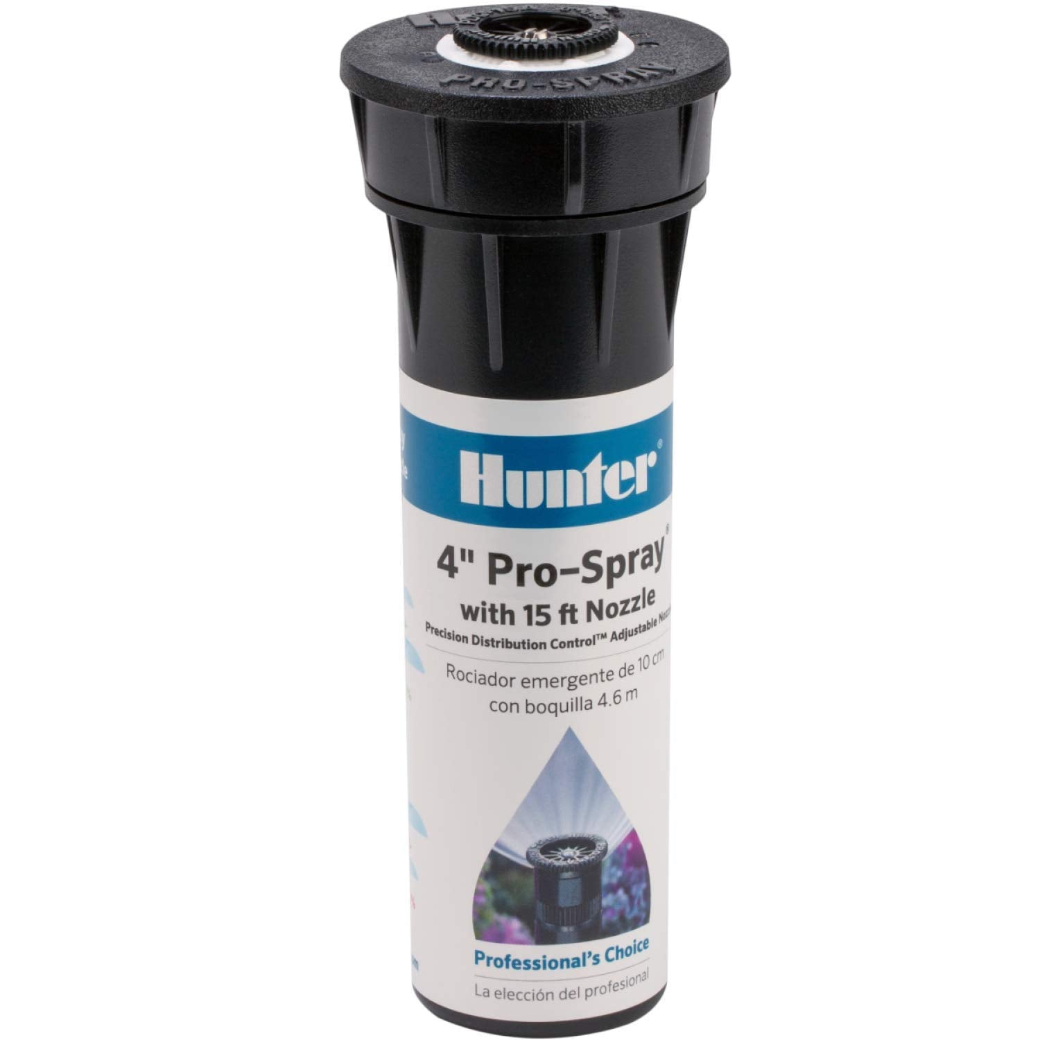 Hunter Pro 4" Pop Up Sprinkler Head, Adjustable 0°–360° Spray Pattern, 8'–15' Coverage, In-Ground Lawn Irrigation System, Sprinkler Head for Yard and Garden