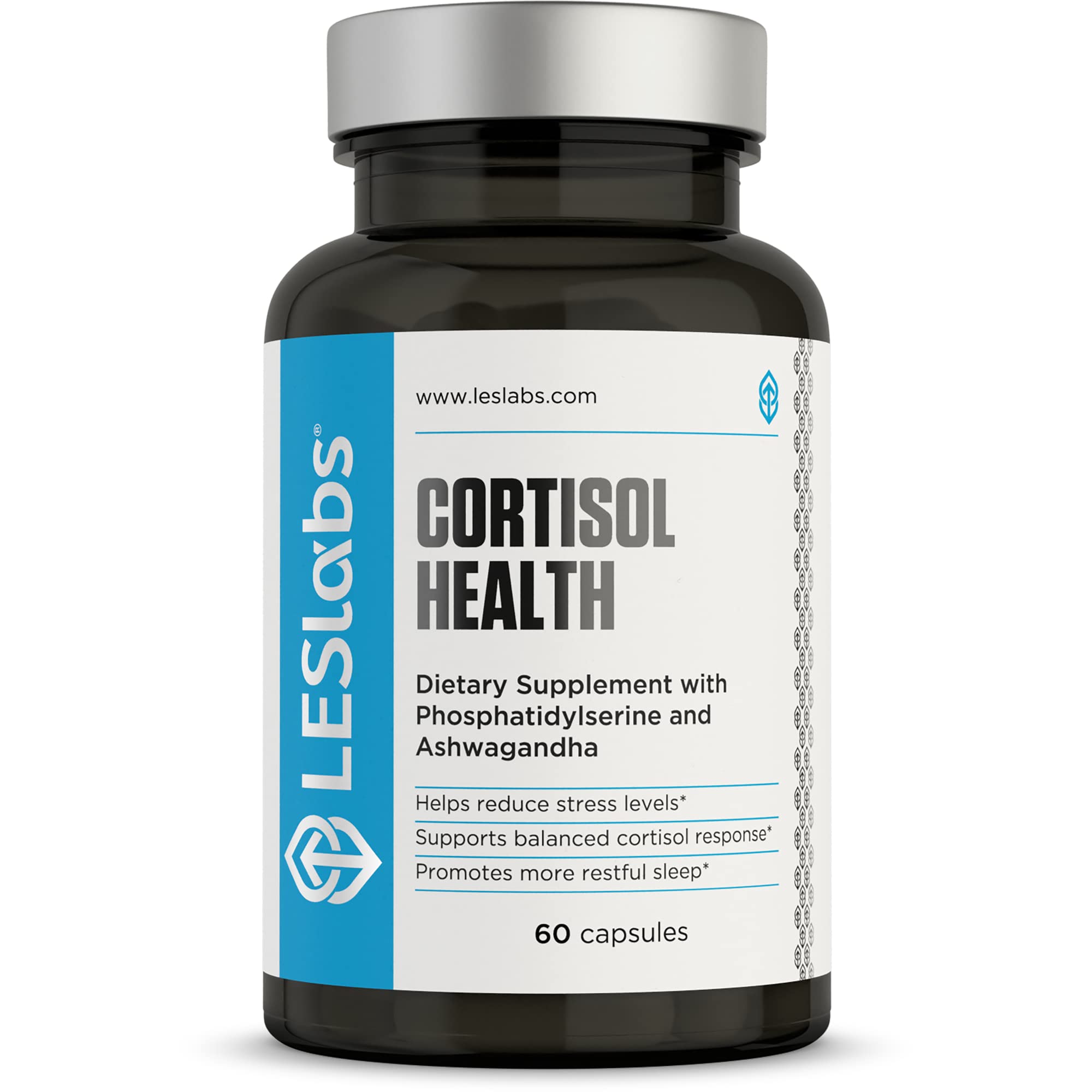 LES Labs Cortisol Health - تخفيف التوتر، استجابة متوازنة للكورتيزول، الاسترخاء والنوم العميق - فوسفاتيديل سيرين، مغنيسيوم، لحاء الماغنوليا، الروديولا الوردية والأشواغاندا - غير معدّل وراثيًا - 60 كبسولة