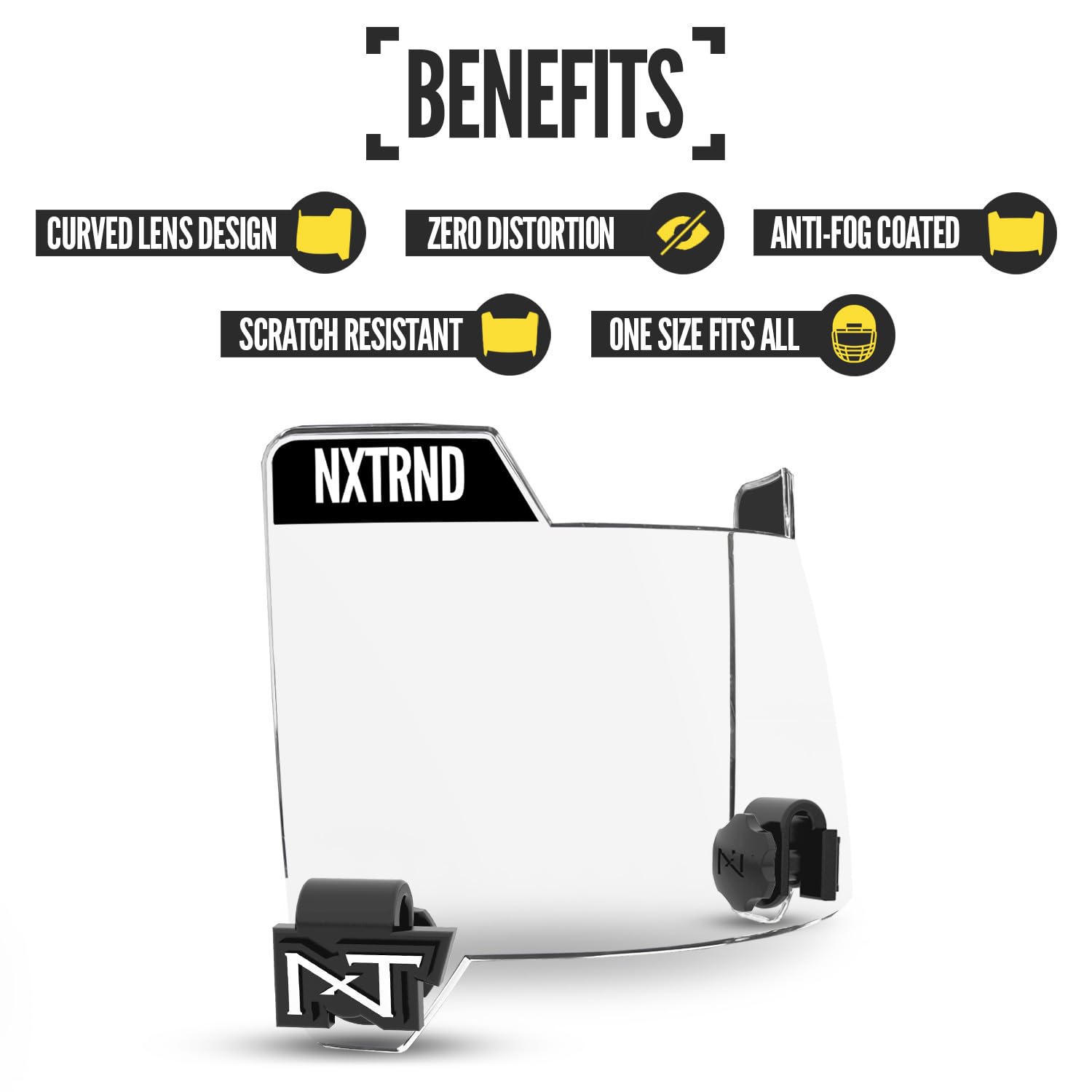 Nxtrnd VZR3 Football Visor, Curved Lens Technology, Fits Adult & Youth Football Helmets (Clear)
