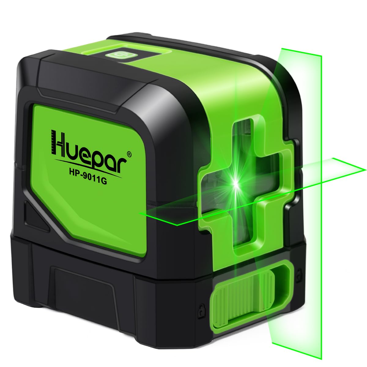 Huepar Lasernivelliergerät, 30m selbstnivellierender grüner Kreuzlinienlaser zum Bilderaufhängen, Fliesenlegen, Dekorieren & Heimwerken im Innenbereich – 360-Grad-Magnetfuß & Batterie enthalten