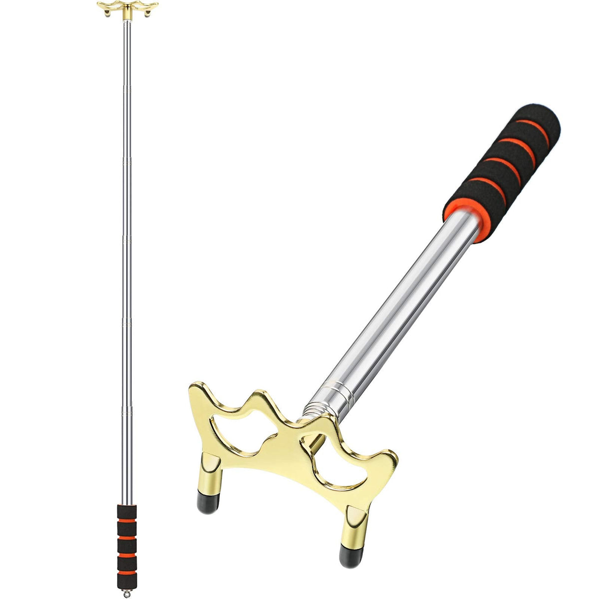 Skylety Pool Cue Snooker Stick Pool Table Accessories Retractable Billiards Cue Rest with Removable Brass Bridge Head (Low Bridge Head,Stainless Steel)