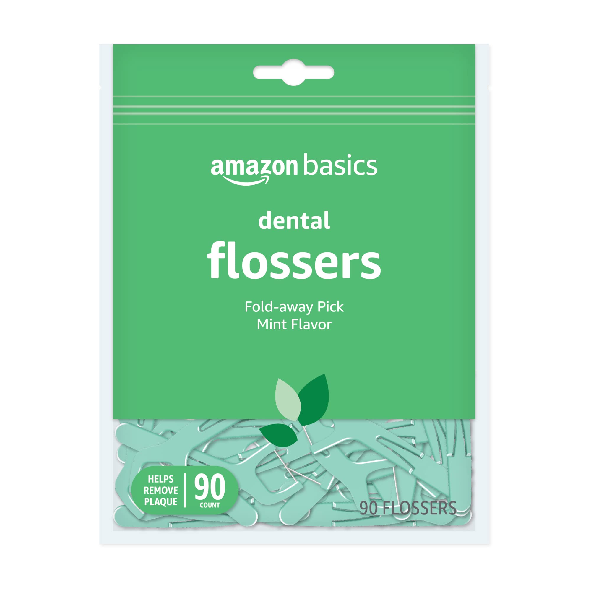 Basics Mint Dental Flossers, 90 Count, 1 Pack (Previously Solimo)