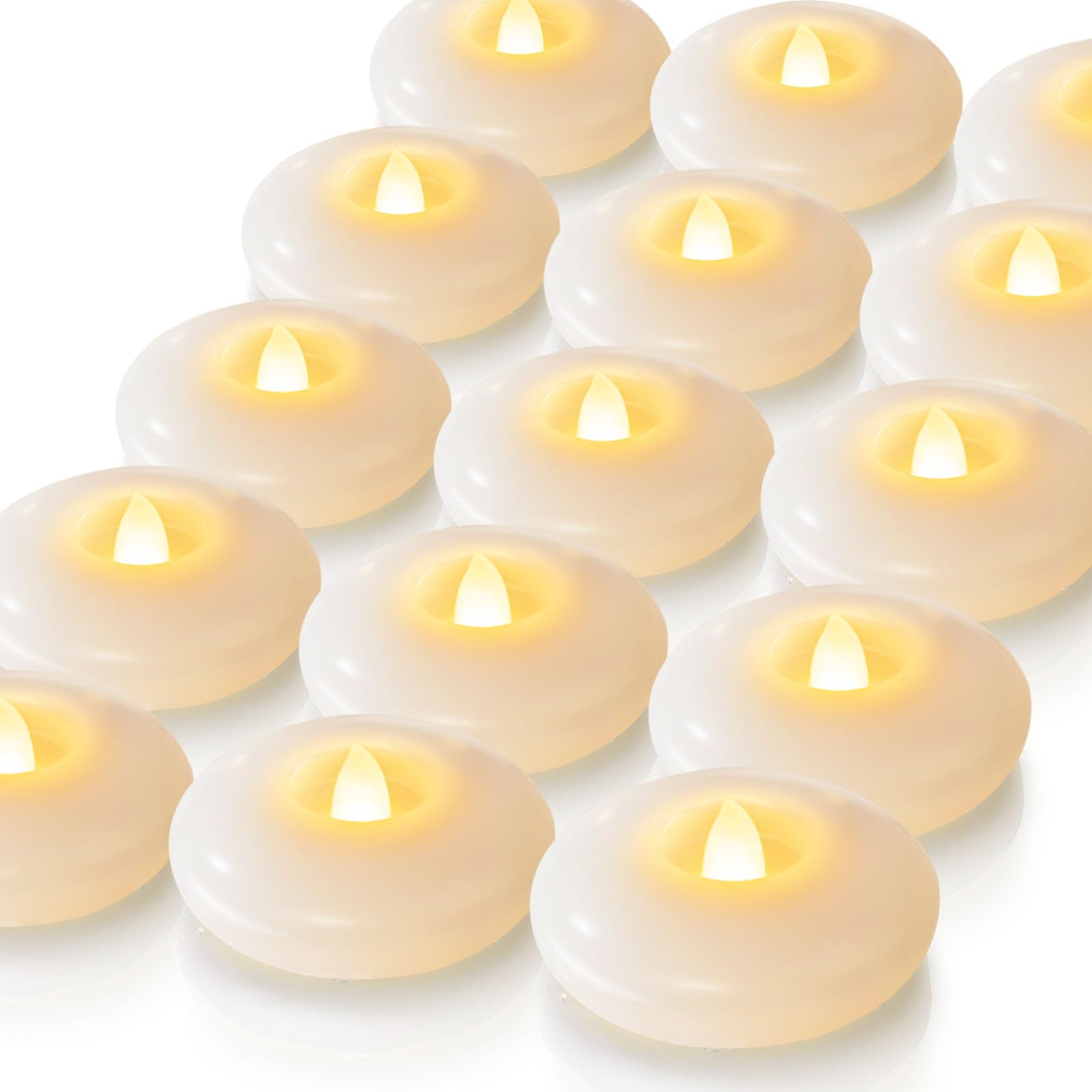 Homemory 24 Pack 3" Flameless Led Floating Candles, 200 Hour White Battery Operate Waterproof Tealights for Cylinder Vases, Centerpieces at Wedding Decor, Party, Pool