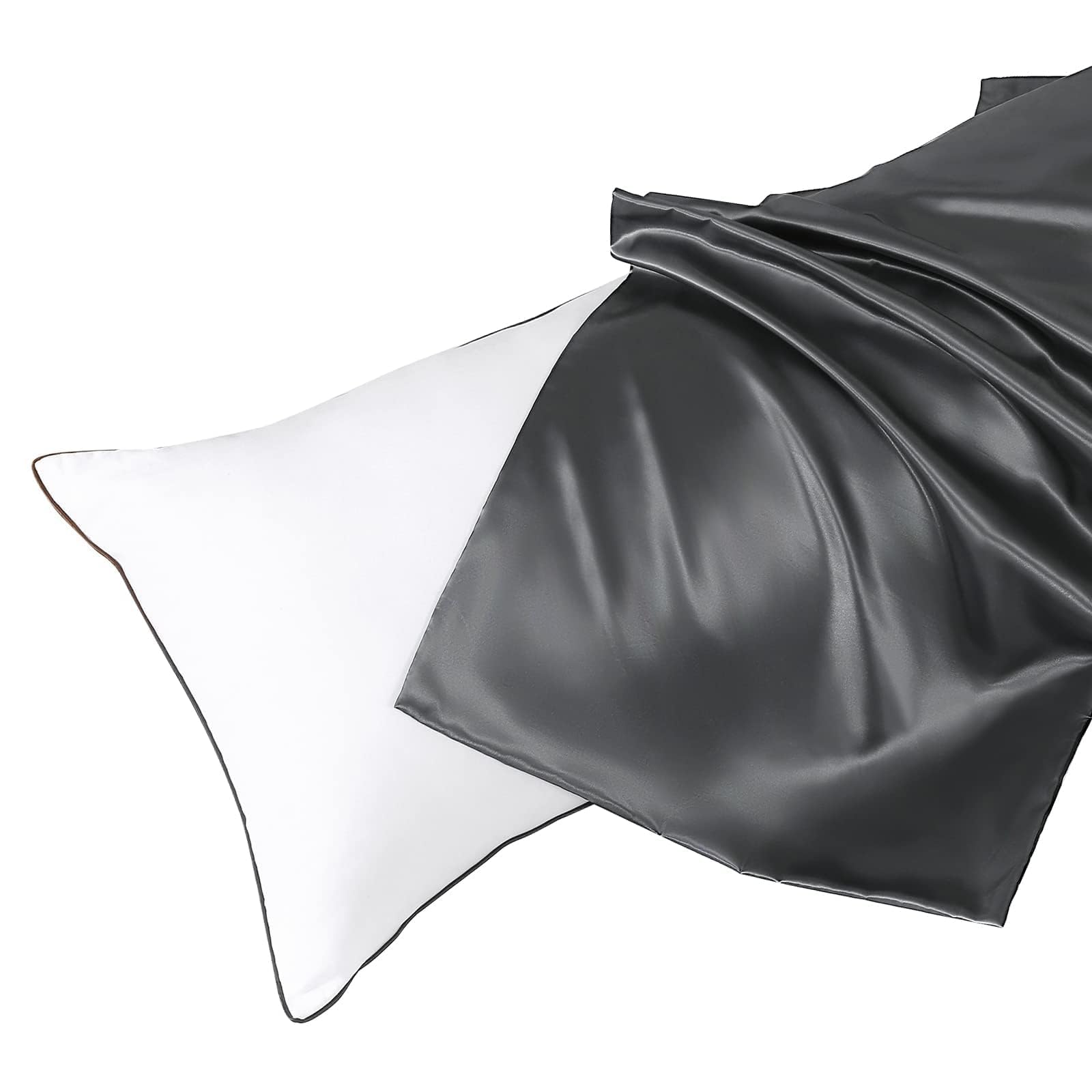HUXMEYSON Body Pillow with Satin Pillowcase, Cooling Body Pillow for Adults, Removable Cover, Grey (20"x54")