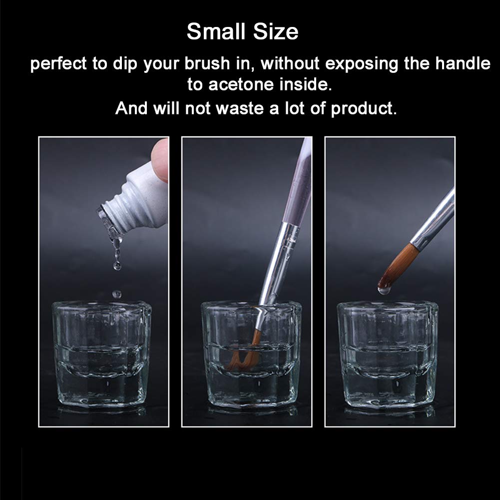 Bulex 2 Pack Dappen Dish Cups for Nail Art Acrylic Liquid - Clear Glass Nail Monomer Liquid Bowl Dampen Dish Acrylic Powder Holder, Acrylic Glass Jar for Nails