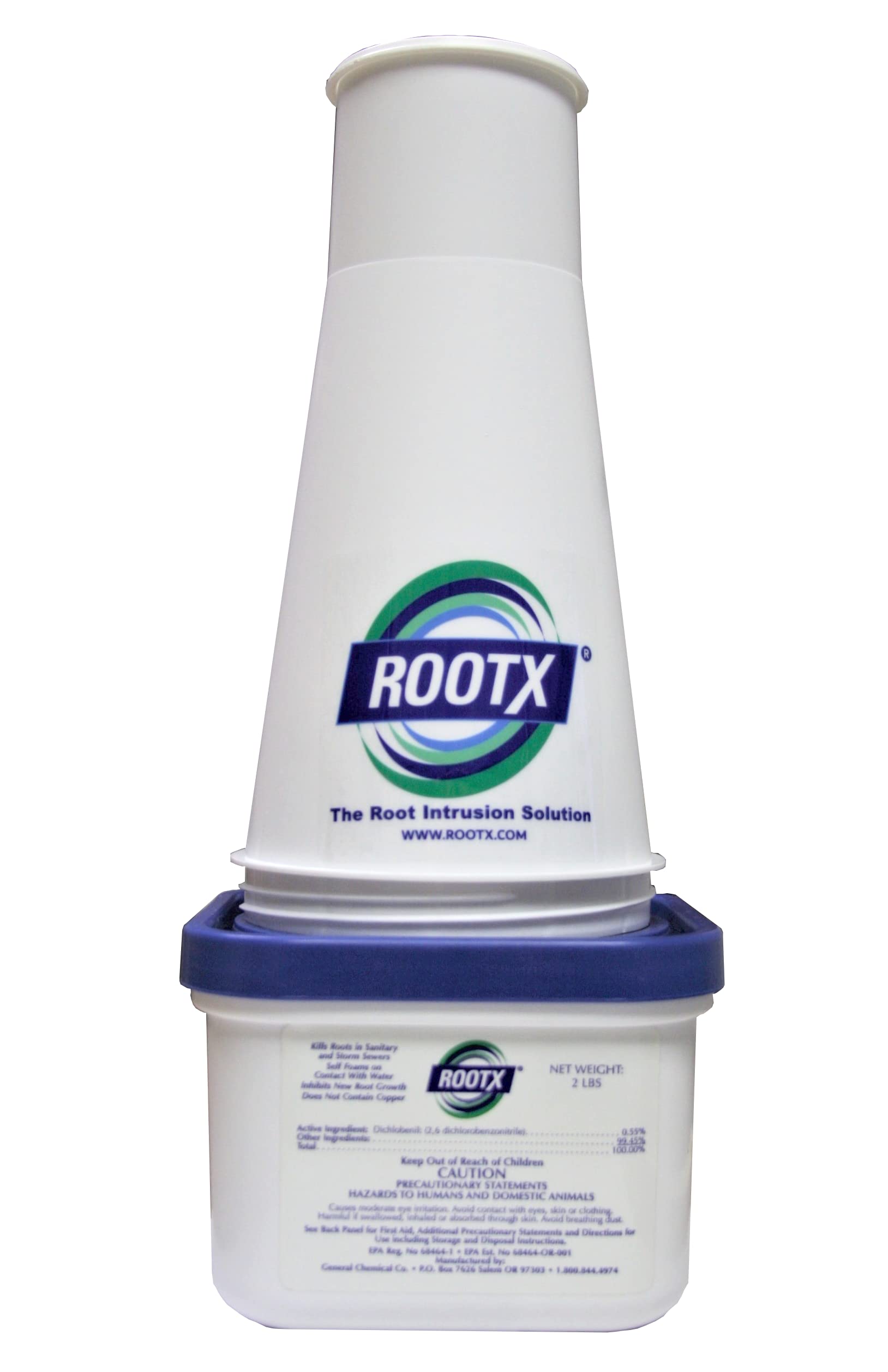 ROOTX - 2LB. DOSE mit Trichter/APPLIKATOR Schaumbildende Wurzelkontrolle für Abwasserleitungen und Kläranlagen