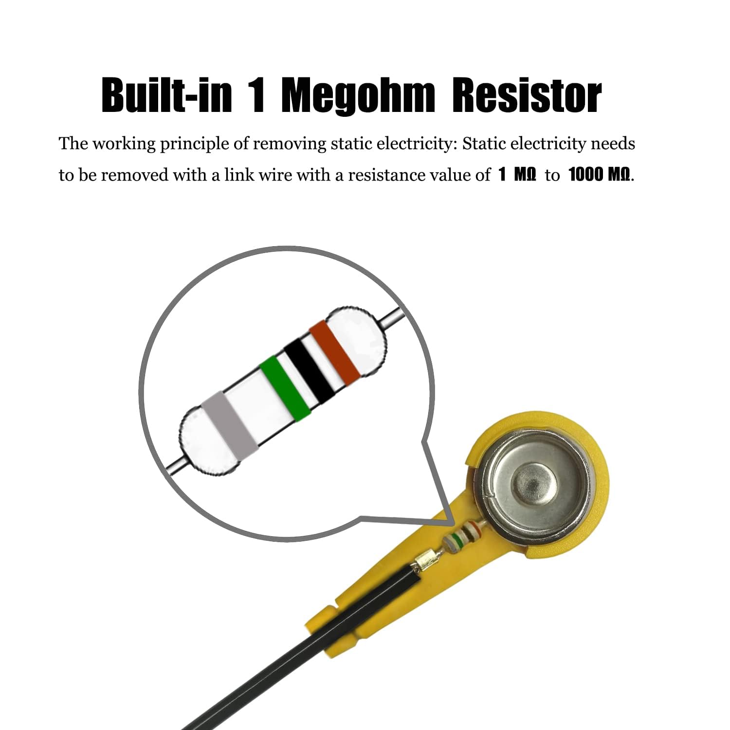 Anti Static Wrist Strap, 11" Anti Static Wristband Grounding Bracelet with Alligator Clip and Extendable Long Cable, Fits Wrist Circumference " 6" to 8.5". [Regular Size]