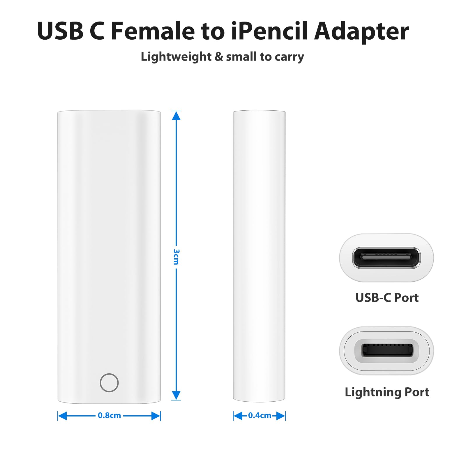 Pencil Charger Adapter for Apple Pencil 1st Generation, USB C to for Lightning Adaptor Charging Dongle Connector Accessories Bluetooth Pairing for iPad 10th Gen/A16, USB-C to iPencil 1st Gen Adapter