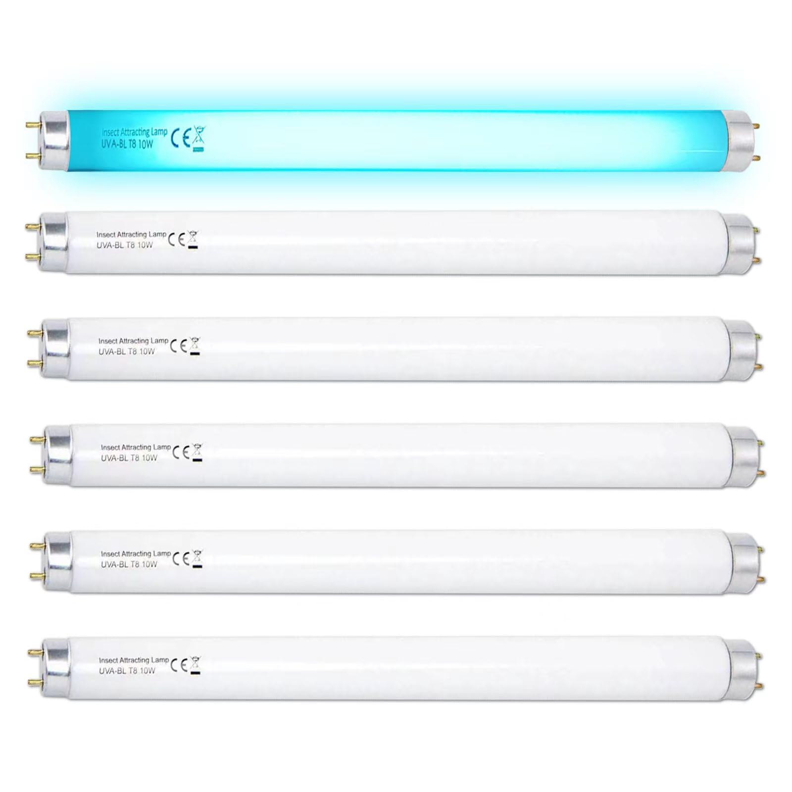 Konideke 6er-Pack T8F10W BL 10W Ersatzbirnen T8 10 Watt Leuchtstoffröhre für 20W Gerät 33 cm 365-nm Schwarzlicht