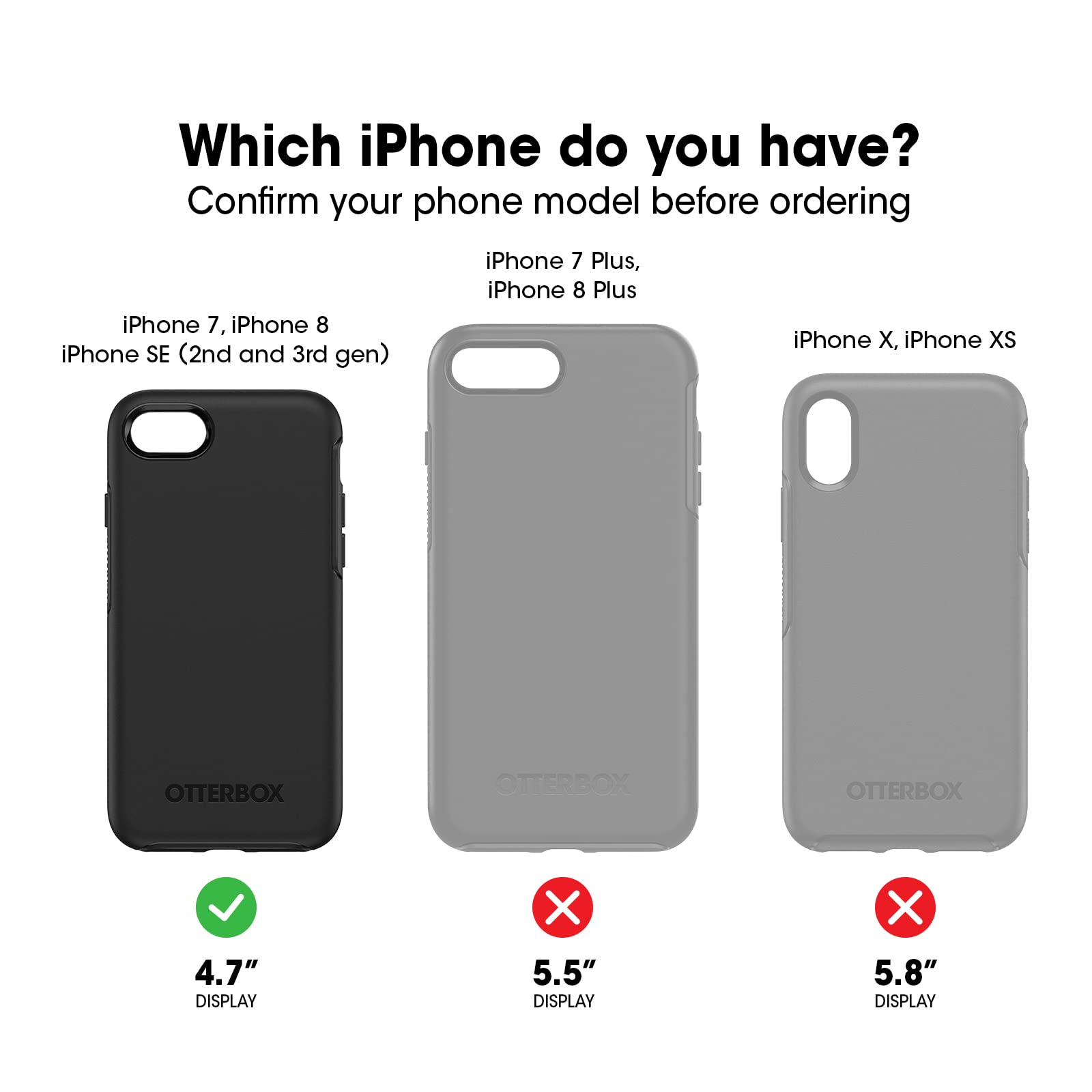 OtterBox iPhone SE 3rd & 2nd Gen (NOT SE4 – 2025 MODEL) iPhone 8 & iPhone 7 (NOT PLUS SIZED MODELS) Commuter Series Case - Black, Slim & Tough, Pocket-Friendly, with Port Protection