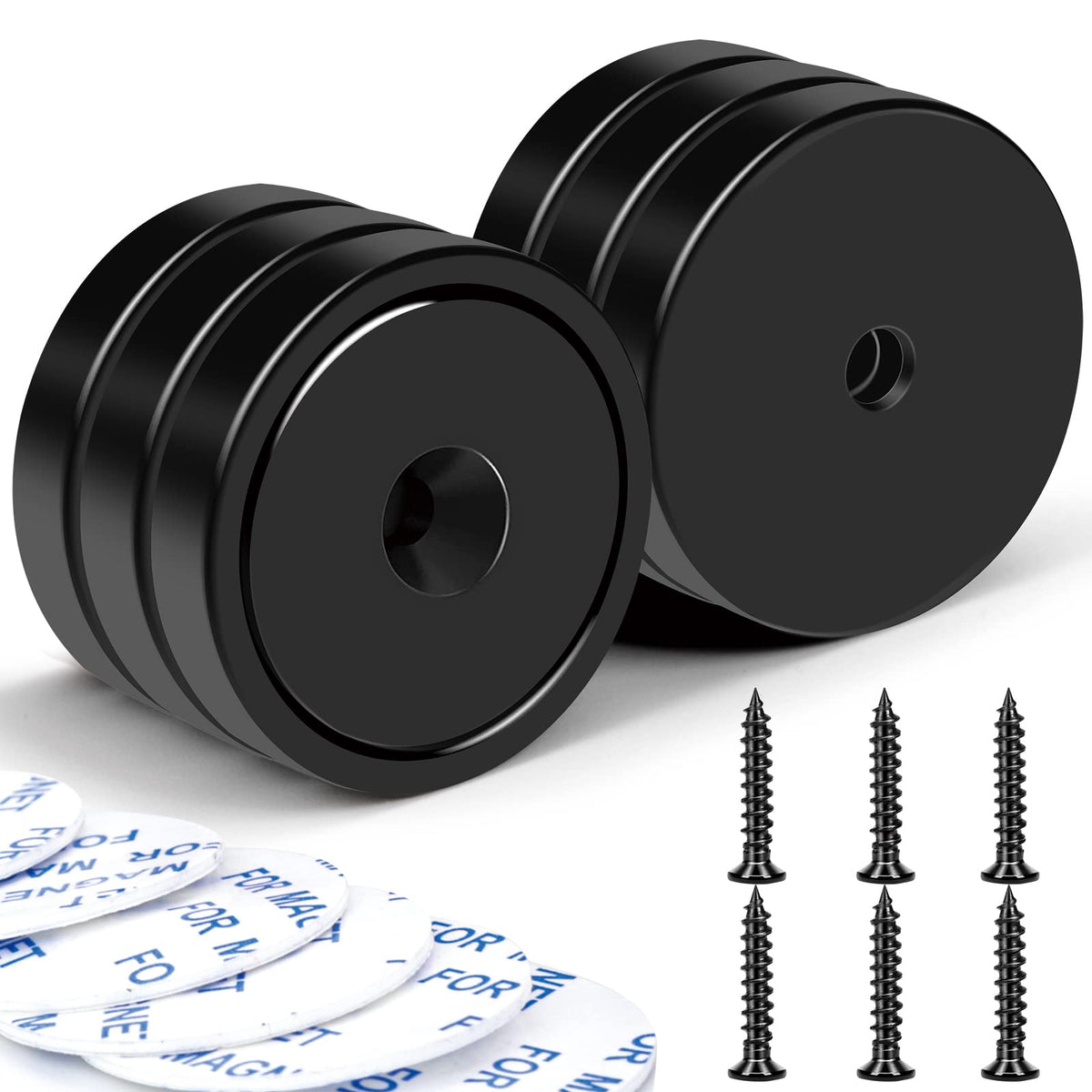 LOVIMAG Magnets with Holes, 110 lb+ Waterproof Strong Neodymium Cup Disc Magnets with Screws for Wall Mounting, Lifting Tools - Pack of 6