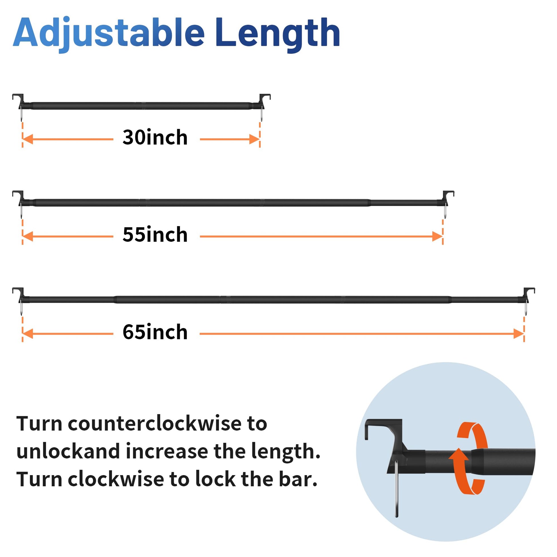 Qufiona Heavy Duty Car Clothes Hanger Bar 30-64 Inches - Wrinkle Free Telescopic Clothes Rack for Vehicles, SUV, Truck