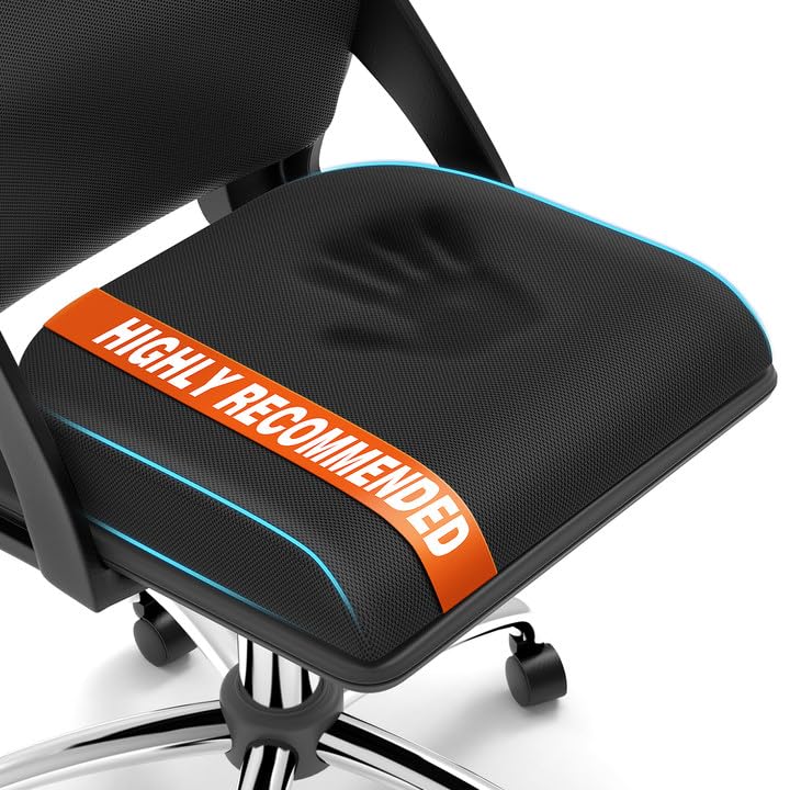 TranquilRelax Large Seat Cushion, Soft Foam Cushion for Long Sitting Hours on Office Chair, Home & Car, Non-Slip Chair Pad for Relieving Back & Sciatica & Hip & Coccyx Pain (Black)