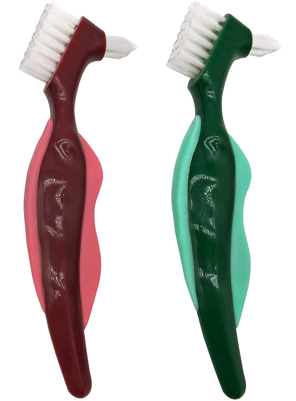 Premium Hard Denture Brush, Multi-Layered Bristles & Portable Double Sided Toothbrush for Denture Care (Pack of 2)