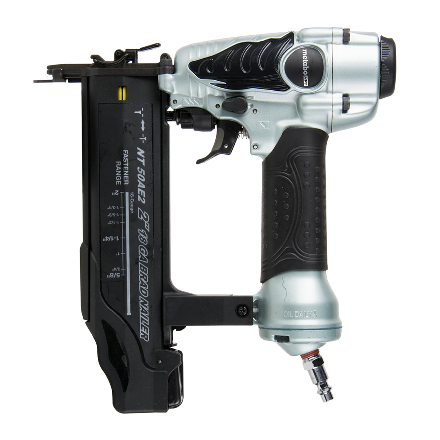 Metabo HPT Brad Nailer, Pro-Preferred Lightweight Pneumatic Power Nailer for Precision Trim Work and Furniture Building, Adjustable Depth, 18 Gauge, 5/8" up to 2" Brad Nails, NT50AE2