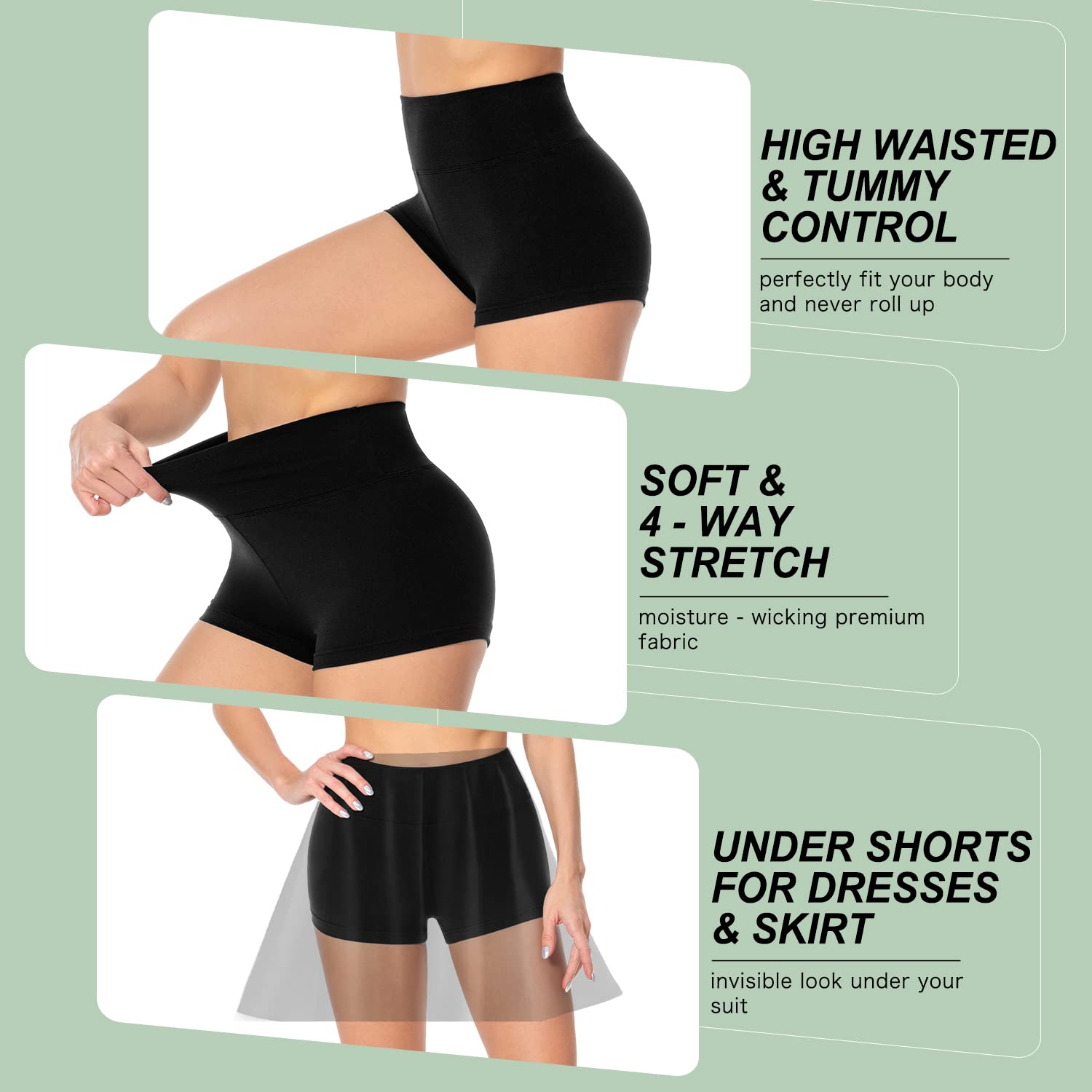 3" Shorts for Women -High Waisted Soft Spandex Biker Shorts Women Dance Volleyball Booty Shorts White S/M