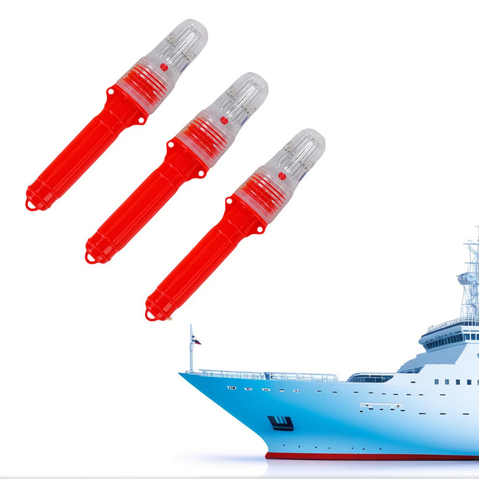 Boat Flares (3-Pack) - US Coast Guard Approved Marine Emergency Flares, Waterproof & Visible up to 10 Miles, Day/Night Use for Boating, Fishing Nets, Life Rafts & Buoys - Red Aerial & Handheld Signals