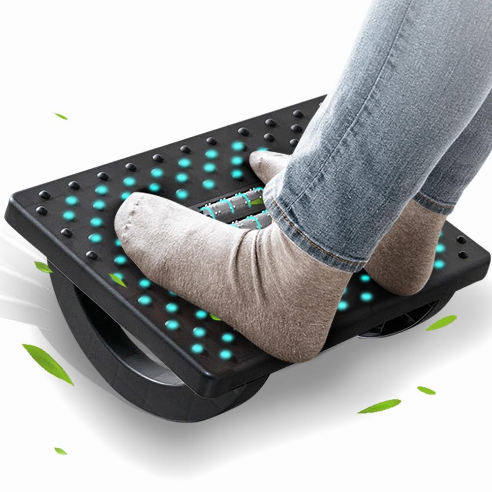 CasaZenith Fußstütze für unter dem Schreibtisch – Ergonomische Fußhocker für unter den Bürotisch – Wippende Fußstütze mit Massagerolle – Beinstütze für Stuhl, Computer-Gaming – Fördert die Beindurchblutung
