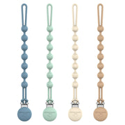 Cuddle Campus Silicone Pacifier Clip Holder with One Piece Design, Pack of 4 Soft Flexible Binky Clips with Texture for Baby Boy and Girl Set 1(6M+)
