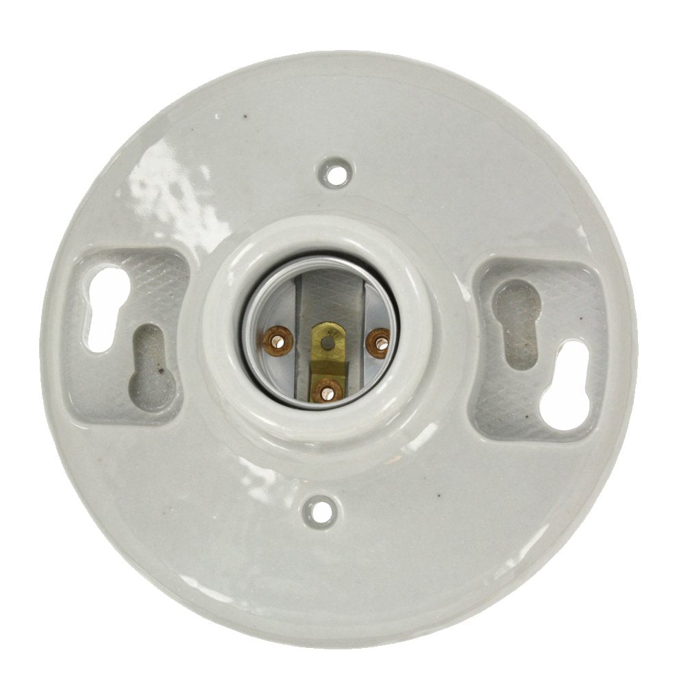 Leviton One-Piece Glazed Porcelain Outlet Box Mount, Aluminum, 49875, White