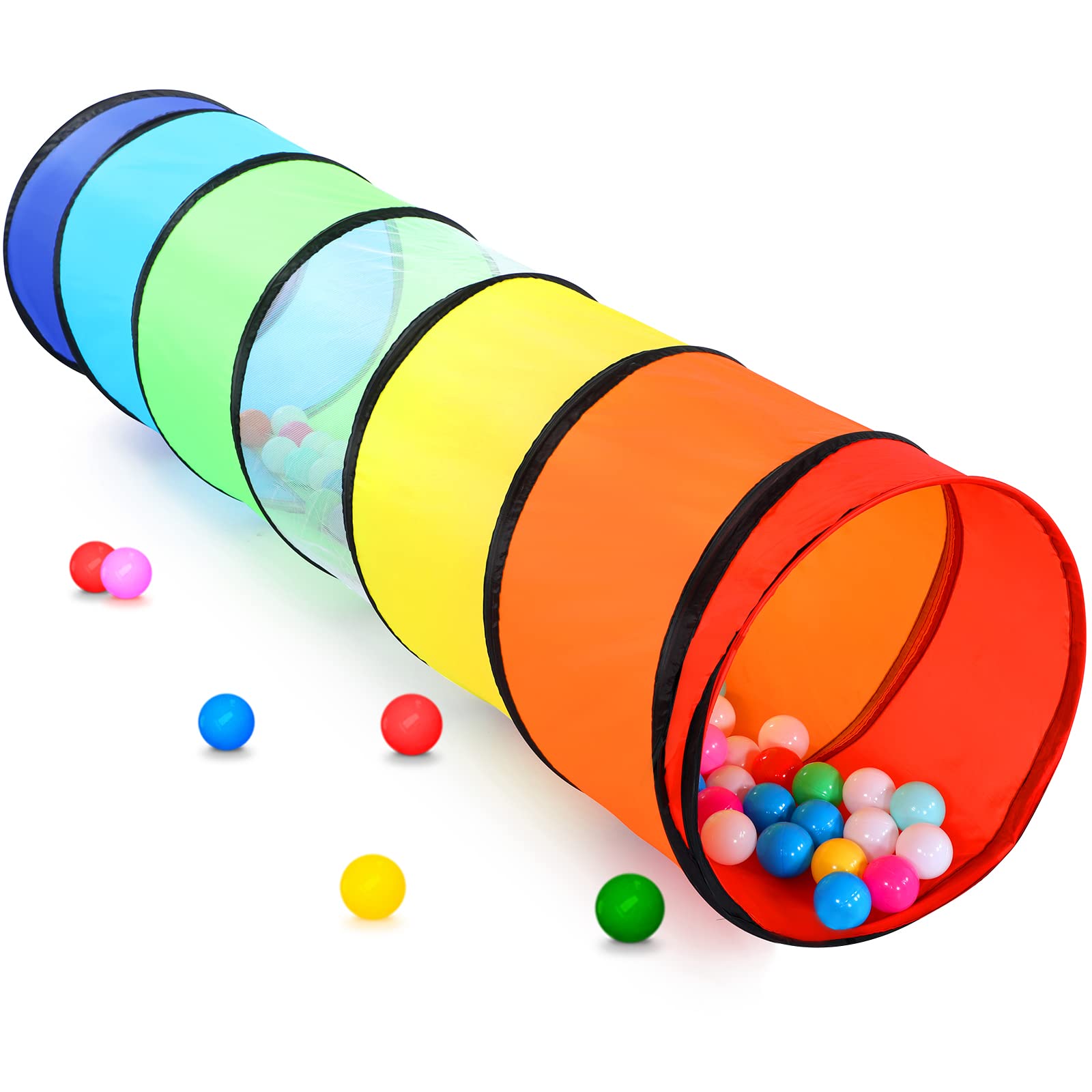 Kids Play Tunnel Tent for Toddlers, Colorful Pop Up Crawl Tunnel Toy for Baby or Pet with Breathable Mesh, Collapsible Gift for Boy and Girl Play Tunnel Indoor and Outdoor Game