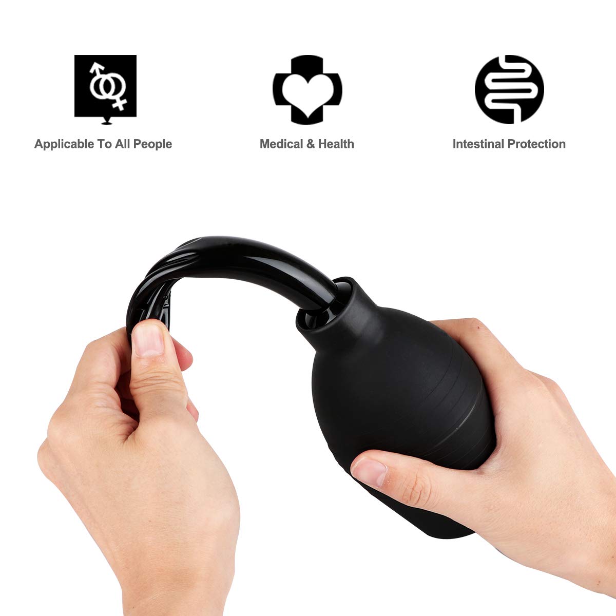 RANEU Enema Bulb Kit with Lube Anal Douche Superior Materials Douche for Men Women Made of Comfortable Material (Black)