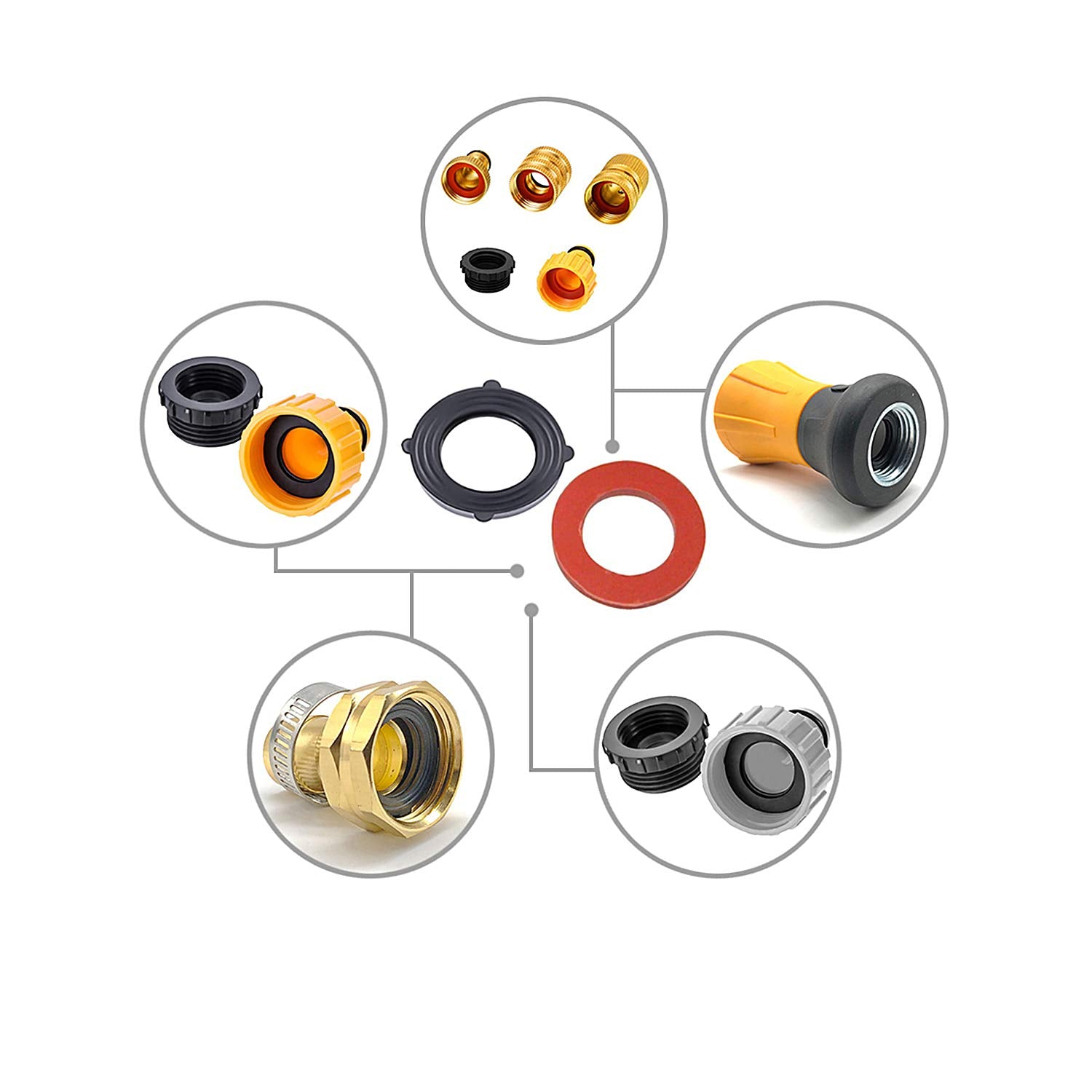 Garden Hose Washer Heavy Duty Rubber Washer Seals Fit All Standard 3/4 Inch Garden Hose and Water Faucet Fittings,32Packs