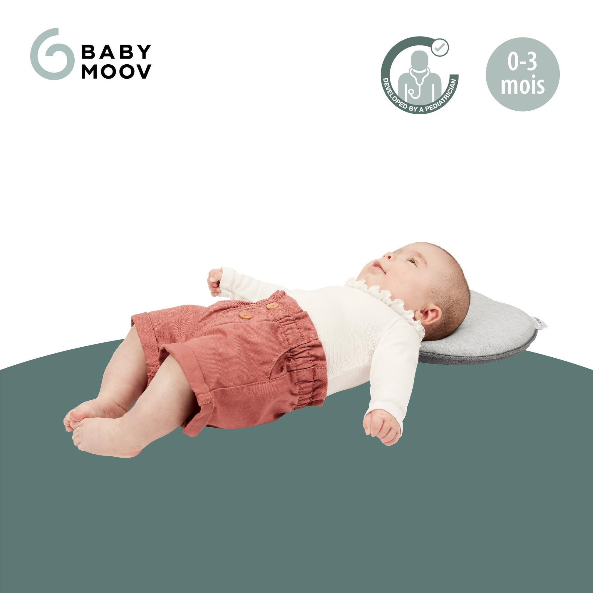Babymoov Lovenest Organic Baby Infant Cushion, Pediatrician Designed Versatile, Comfortable, Machine-Washable Head and Neck Support (Made in Europe), Baby Registry Must Have