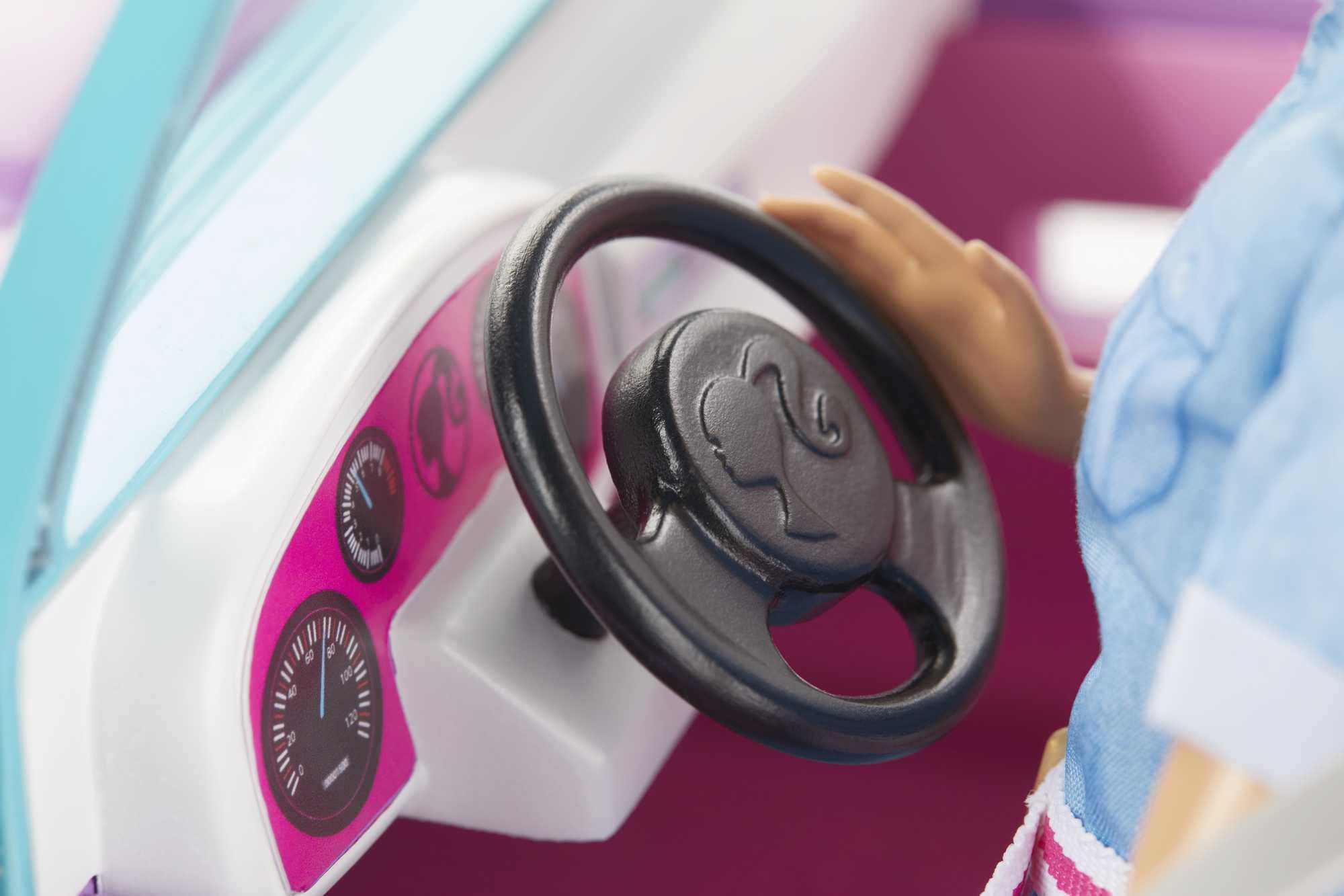 Barbie Toy Car, Doll-Sized SUV, Purple Off-Road Vehicle with 2 Pink Seats & Treaded, Rolling Wheels