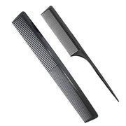Professioneller Haarkamm aus schwarzer Carbonfaser, feine und breite Zähne, Friseurkamm für alle Haartypen