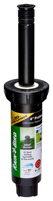 Rain Bird 1804APPR25 Pressure Regulating (PRS) Professional Pop-Up Sprinkler, Adjustable 0° to 360° Pattern, 8' - 15' Spray Distance, 4" Pop-up Height