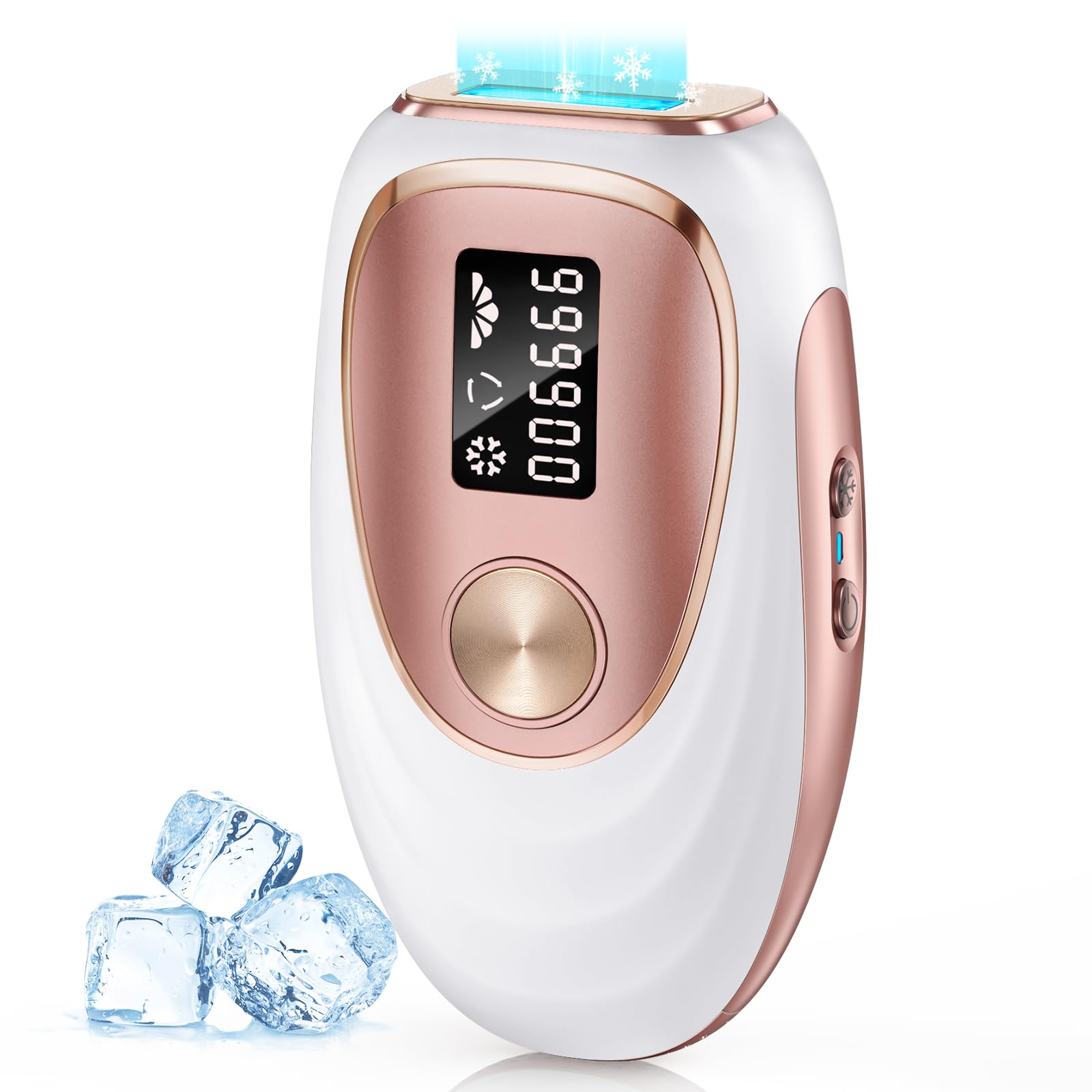Oreeth IPL Laser Hair Removal Device for Women & Men - Home 45°F Ice-Cooling Contact for Painless & Long-Lasting Results, 86% Hair Reduction in 3 Weeks for Full Body & Bikini Line, Rose Gold