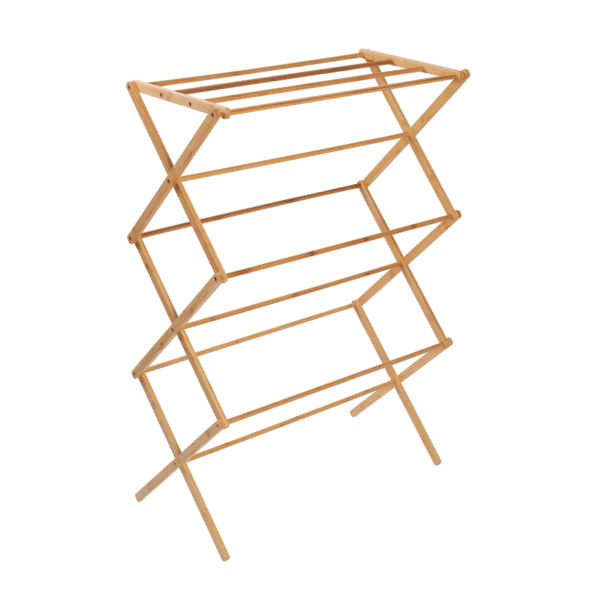 Honey-Can-Do Collapsible Bamboo Drying Rack - Sturdy & Foldable Laundry Drying Rack, Space-Saving & Portable Clothes Rack for Air-Drying Clothes, Towels, Blankets & Delicates, Indoor & Outdoor Use.