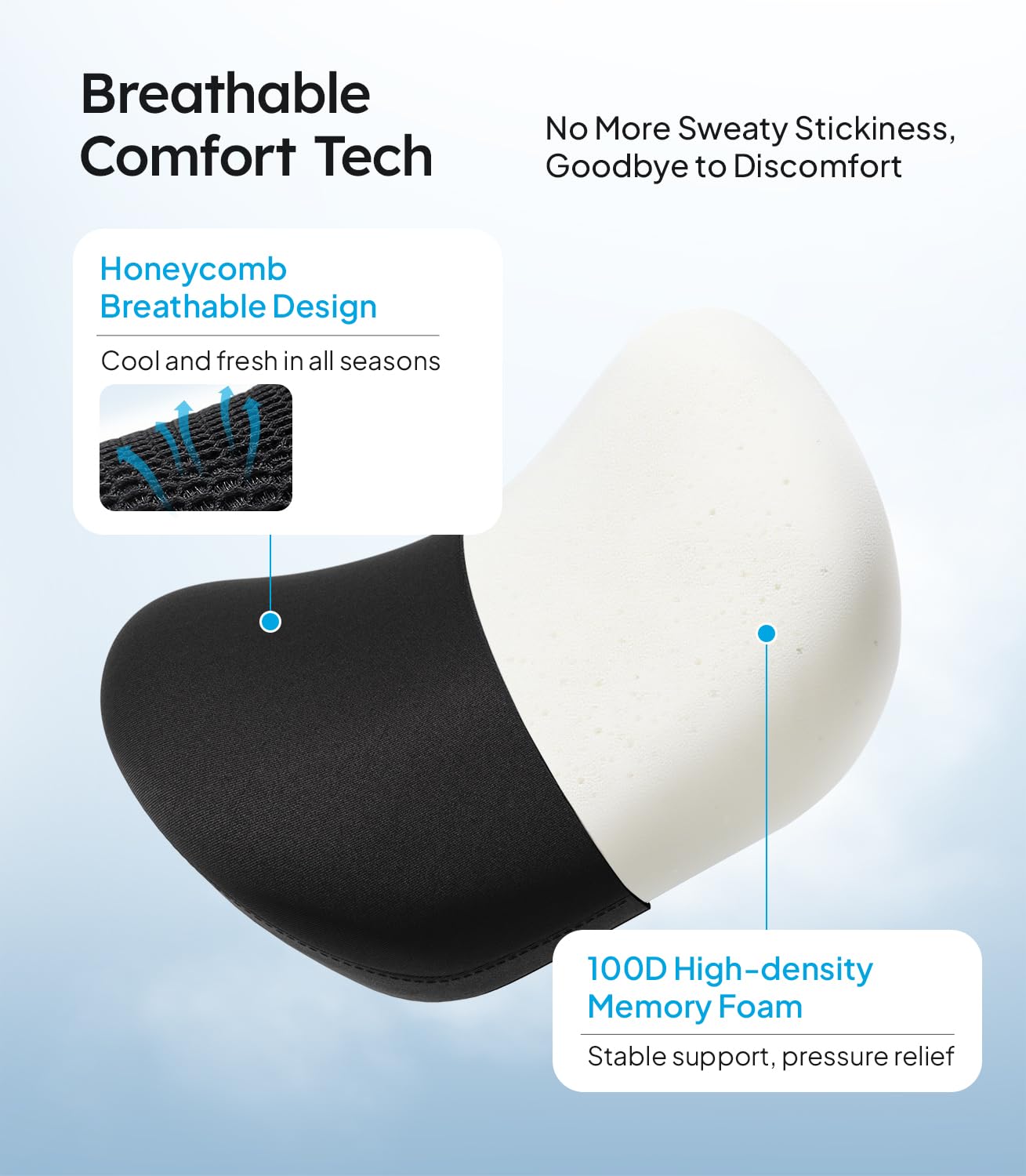Wigoo 2025 Upgrade Car Neck Pillow [No More Pressure, Odorless] Soft Car Headrest Pillow with Adjustable Strap Removable Cover 100% Memory Foam, Fits All Vehicles (Black 2-Pack)
