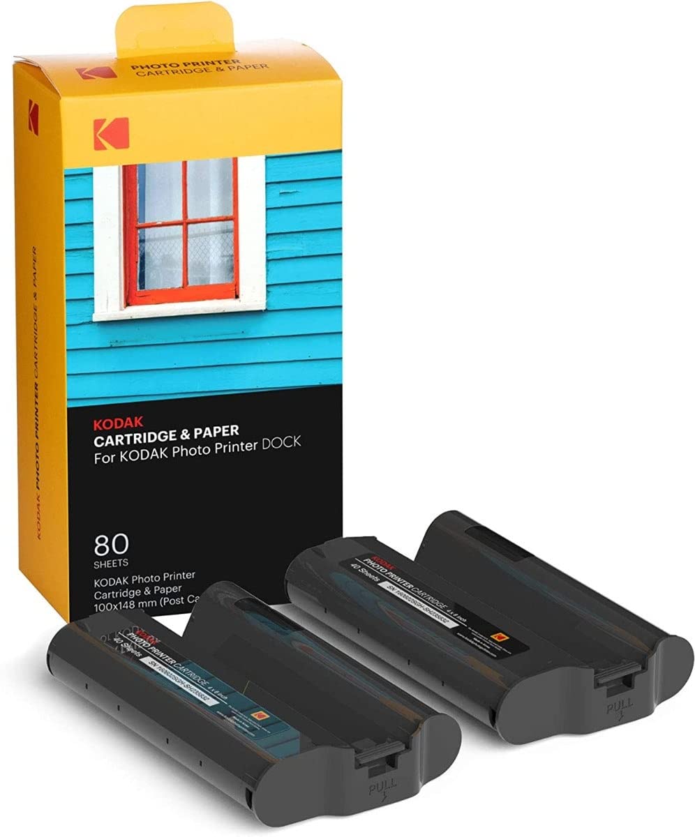 KODAK Dock Plus & Dock Photo Printer Cartridge PHC-80 - Cartridge Refill & Photo Paper- 80 Pack