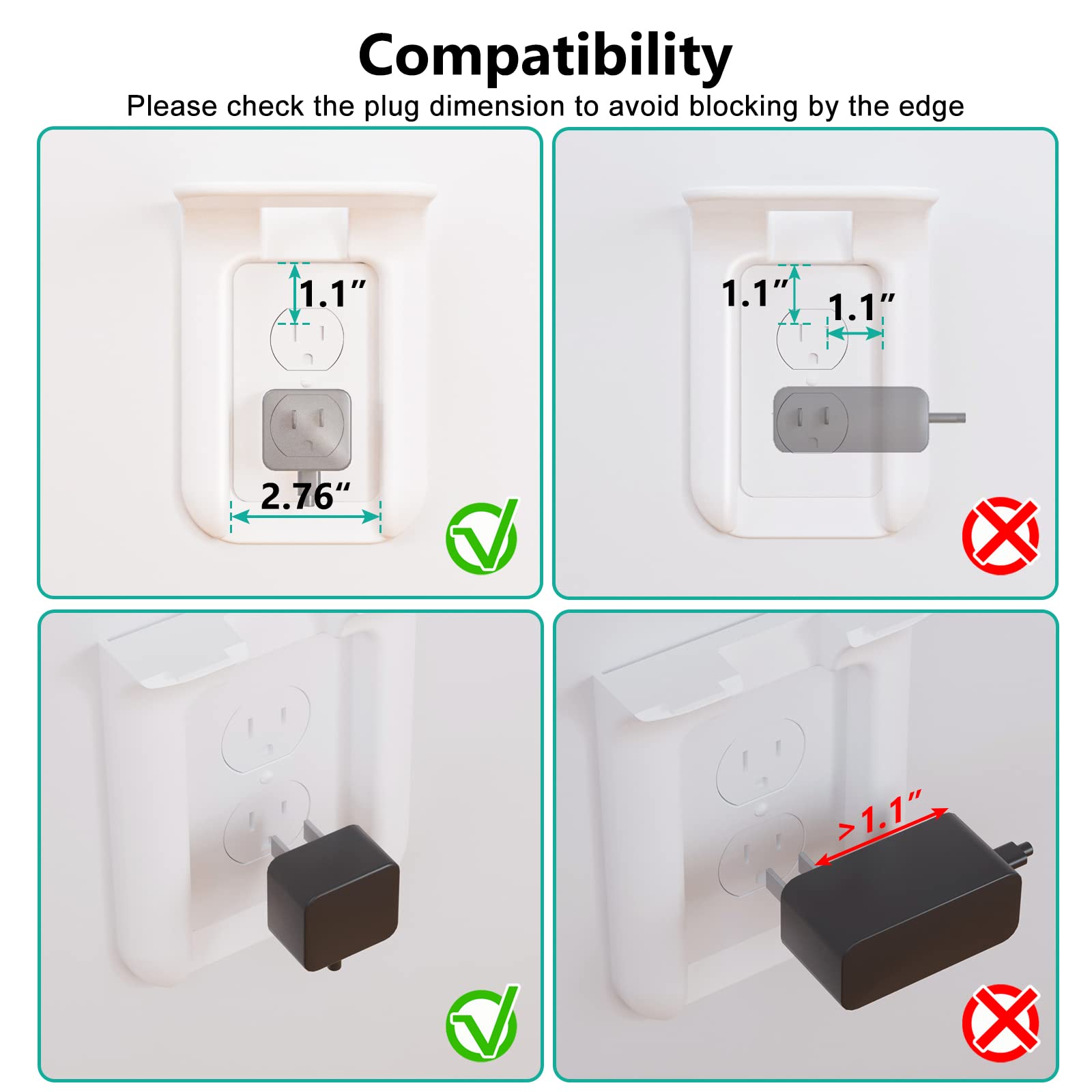 WALI Outlet Shelf Wall Holder, Bathroom Shelf up to 10lbs Standard Vertical Duplex Wall Organizer for Smart Home Decor Space Saving Power Tools, Toothbrush (OLS001-W), 1 Pack, White